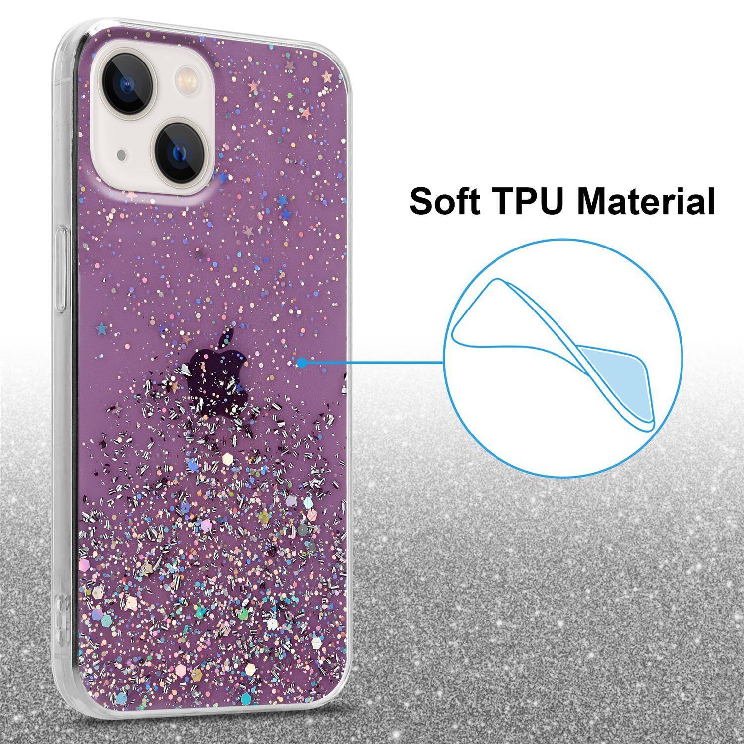 Cadorabo Hülle für Apple iPhone 13 Schutz Hülle in Lila Handyhülle TPU Etui Glitter Cover Case Glitzer