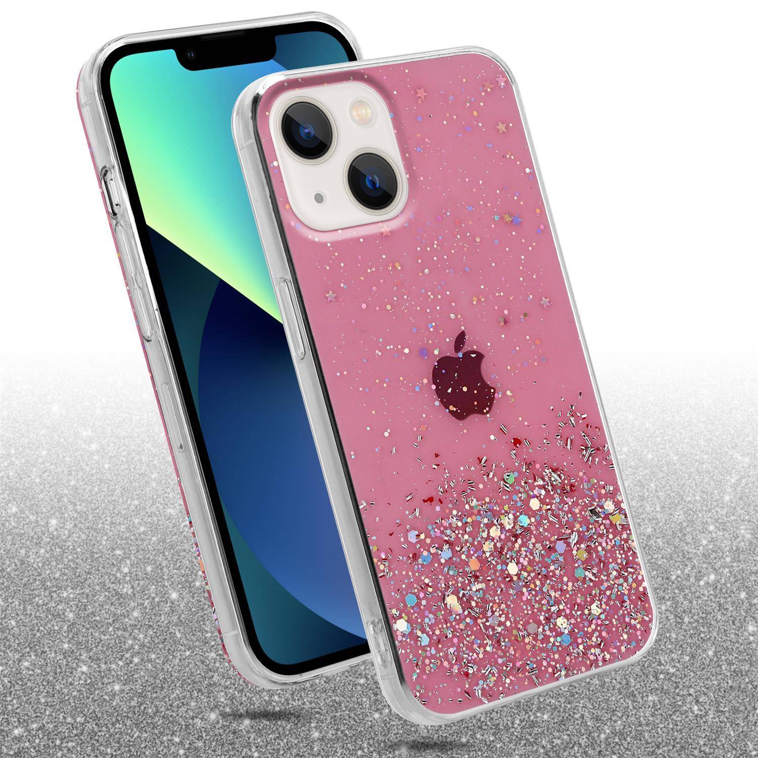 Cadorabo Hülle für Apple iPhone 13 Schutz Hülle in Rosa Handyhülle TPU Etui Glitter Cover Case Glitzer