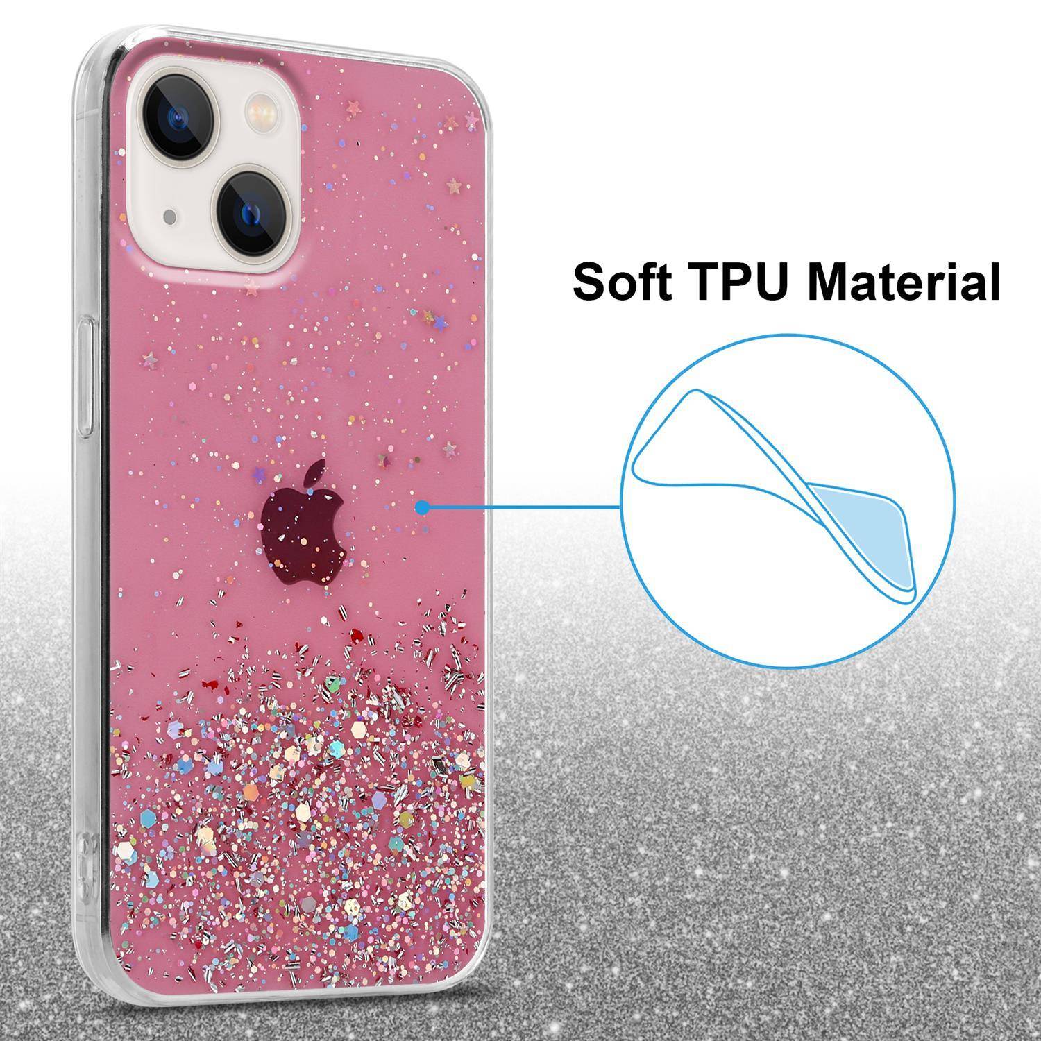 Cadorabo Hülle für Apple iPhone 13 Schutz Hülle in Rosa Handyhülle TPU Etui Glitter Cover Case Glitzer