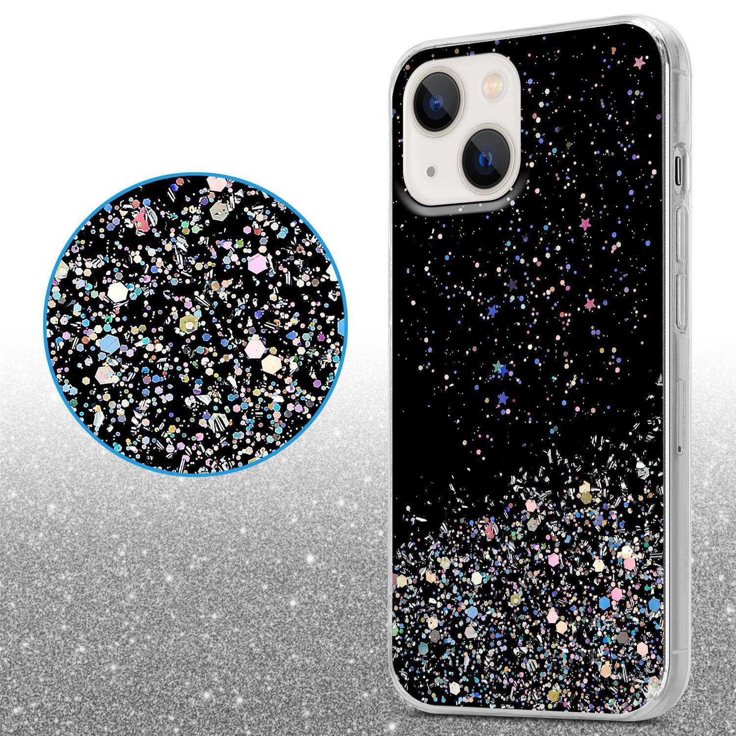 Cadorabo Hülle für Apple iPhone 13 MINI Schutz Hülle in Schwarz Handyhülle TPU Etui Glitter Cover Case Glitzer