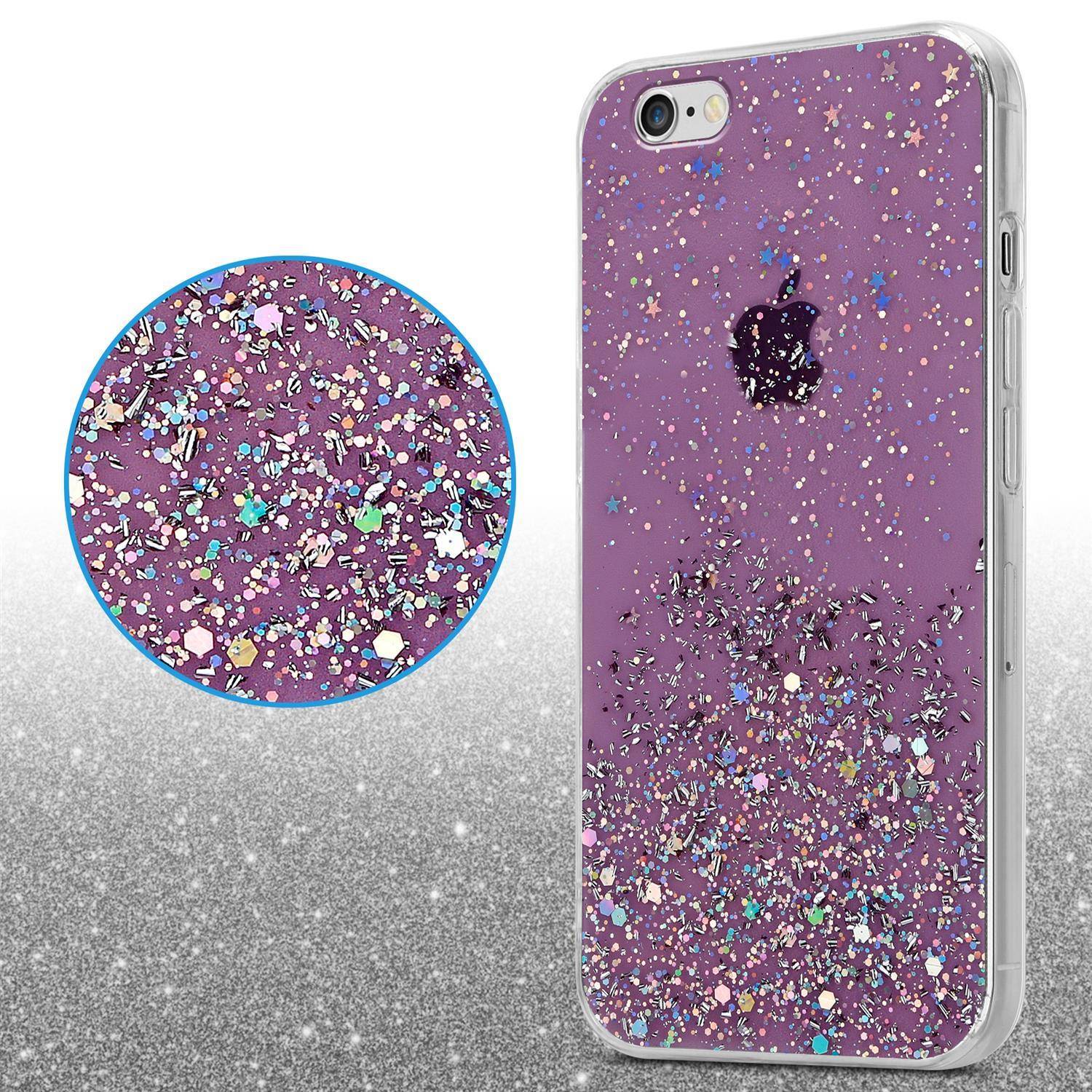 Cadorabo Hülle für Apple iPhone 6 / 6S Schutz Hülle in Lila Handyhülle TPU Etui Glitter Cover Case Glitzer