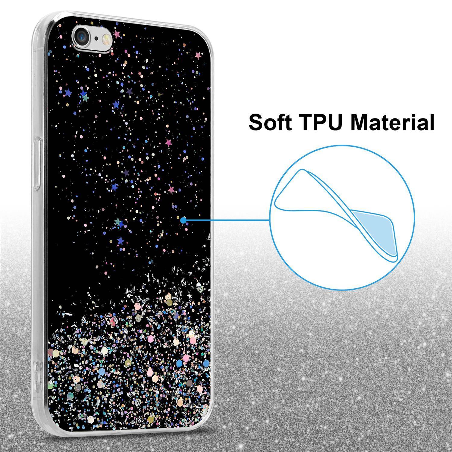 Cadorabo Hülle für Apple iPhone 6 PLUS / 6S PLUS Schutz Hülle in Schwarz Handyhülle TPU Etui Glitter Cover Case Glitzer