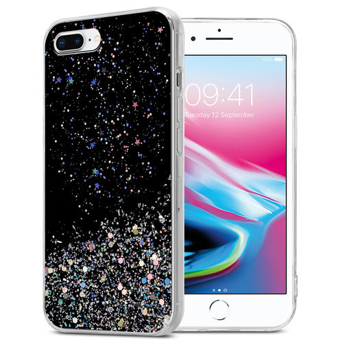 Cadorabo Hülle für Apple iPhone 7 PLUS / 7S PLUS / 8 PLUS Schutz Hülle in Schwarz Handyhülle TPU Etui Glitter Cover Case
