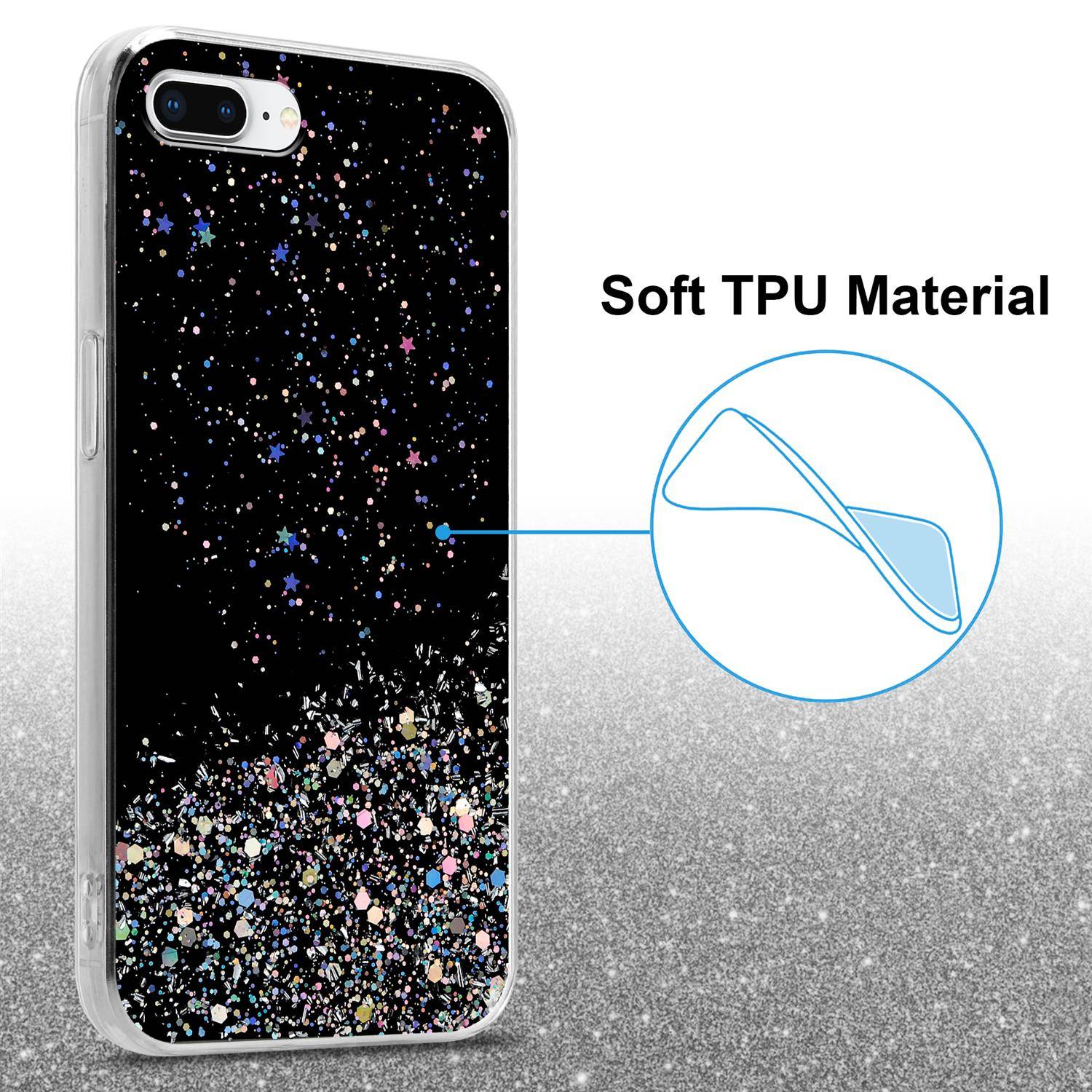 Cadorabo Hülle für Apple iPhone 7 PLUS / 7S PLUS / 8 PLUS Schutz Hülle in Schwarz Handyhülle TPU Etui Glitter Cover Case