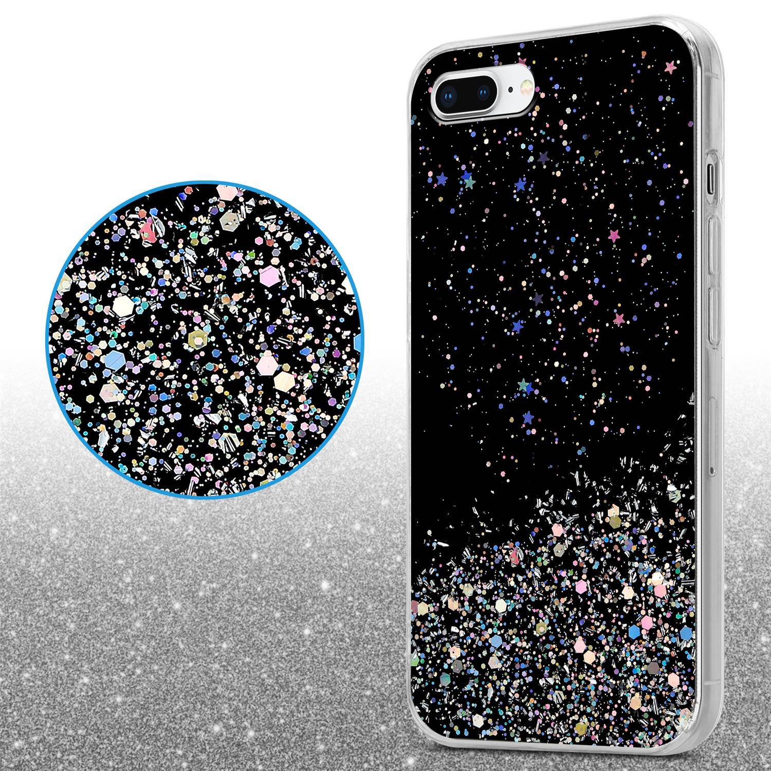 Cadorabo Hülle für Apple iPhone 7 PLUS / 7S PLUS / 8 PLUS Schutz Hülle in Schwarz Handyhülle TPU Etui Glitter Cover Case