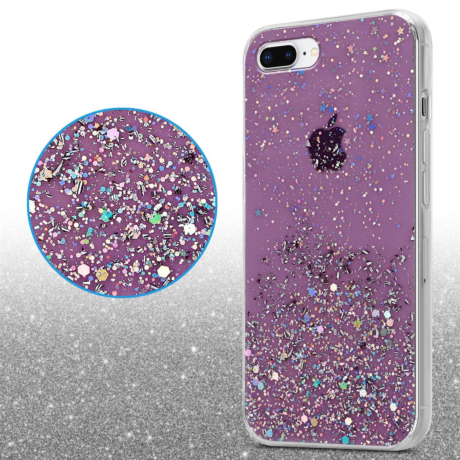 Cadorabo Hülle für Apple iPhone 7 PLUS / 7S PLUS / 8 PLUS Schutz Hülle in Lila Handyhülle TPU Etui Glitter Cover Case