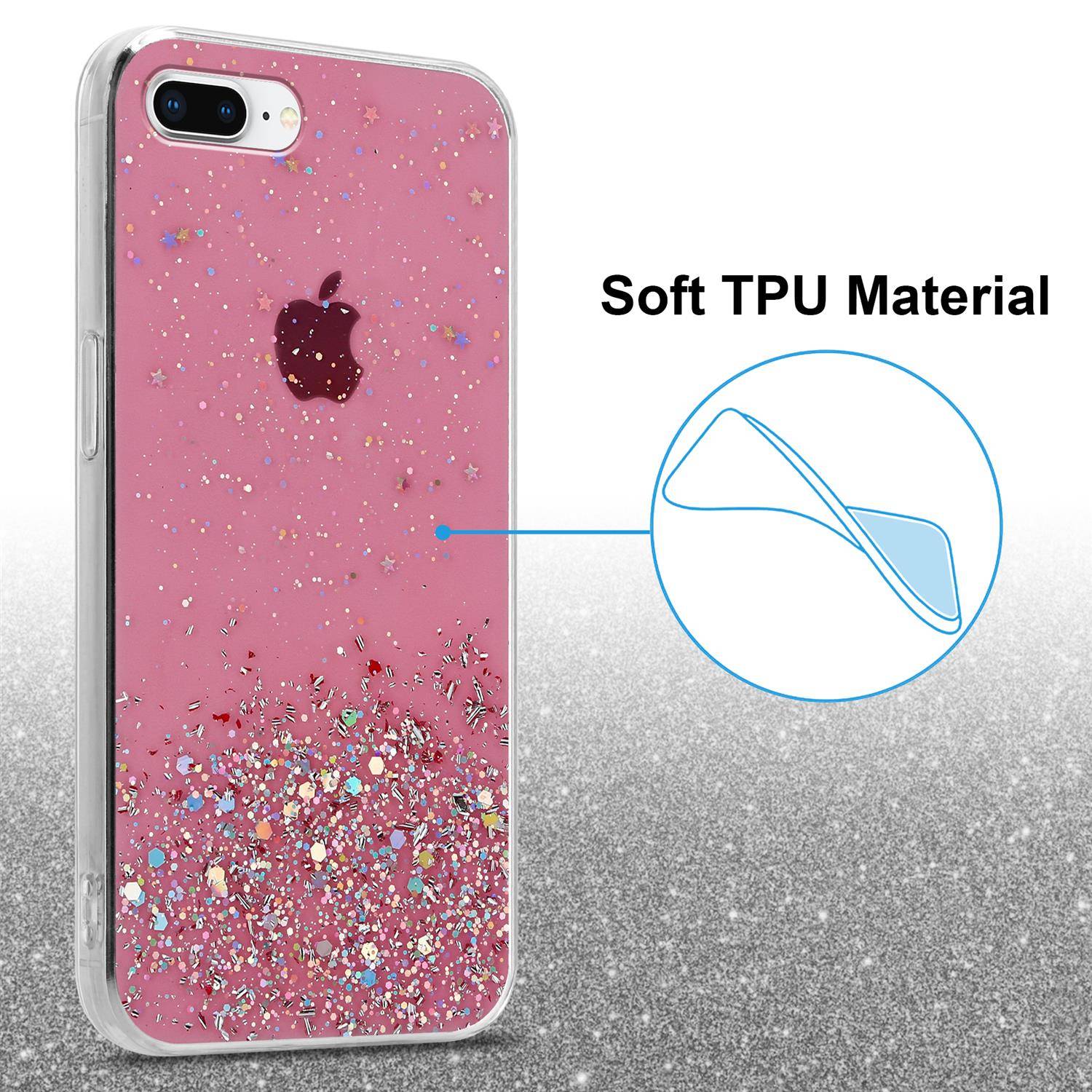 Cadorabo Hülle für Apple iPhone 7 PLUS / 7S PLUS / 8 PLUS Schutz Hülle in Rosa Handyhülle TPU Etui Glitter Cover Case