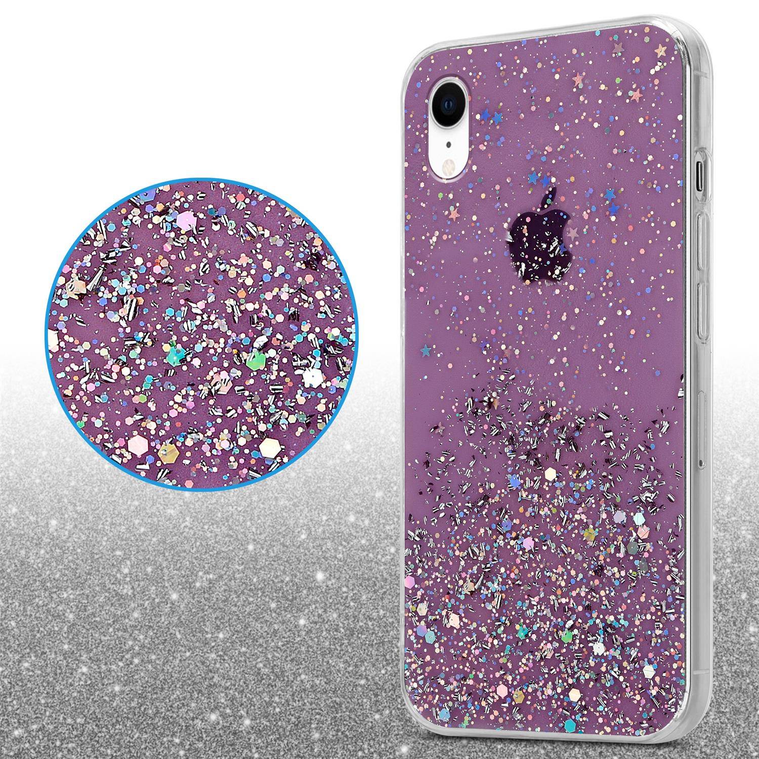 Cadorabo Hülle für Apple iPhone XR Schutz Hülle in Lila Handyhülle TPU Etui Glitter Cover Case Glitzer