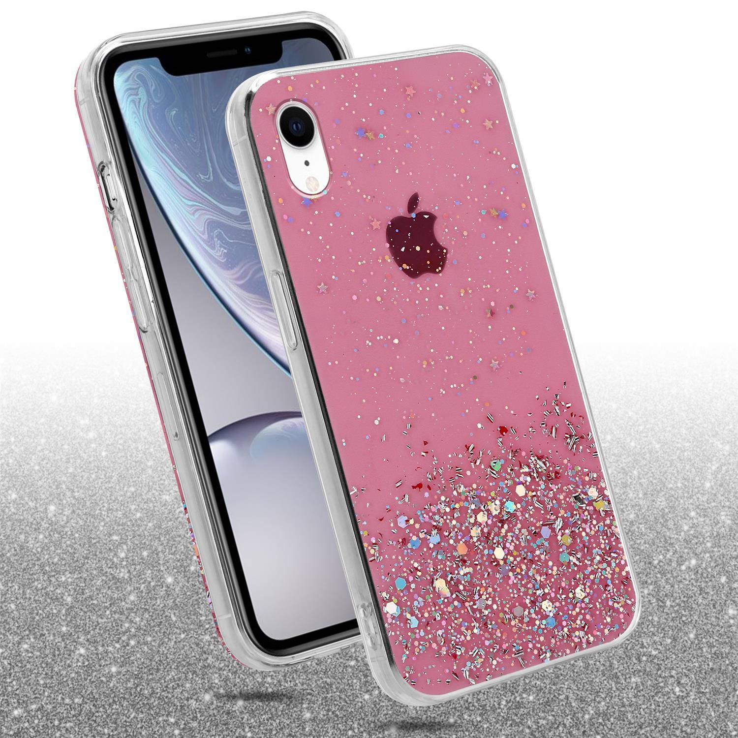 Cadorabo Hülle für Apple iPhone XR Schutz Hülle in Rosa Handyhülle TPU Etui Glitter Cover Case Glitzer
