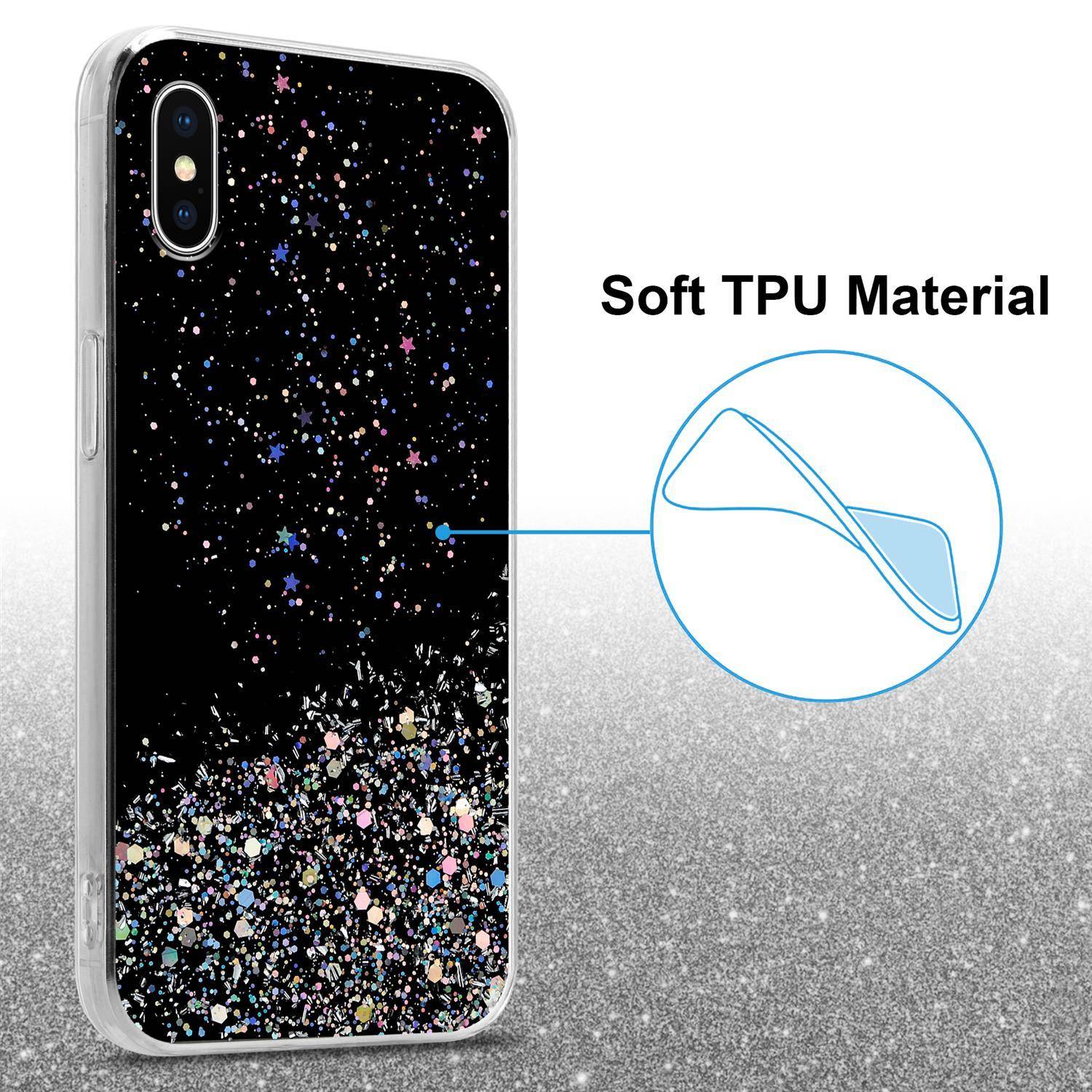 Cadorabo Hülle für Apple iPhone XS MAX Schutz Hülle in Schwarz Handyhülle TPU Etui Glitter Cover Case Glitzer