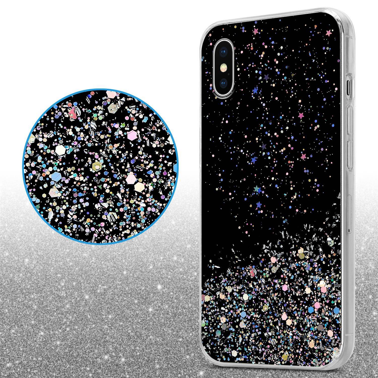 Cadorabo Hülle für Apple iPhone XS MAX Schutz Hülle in Schwarz Handyhülle TPU Etui Glitter Cover Case Glitzer