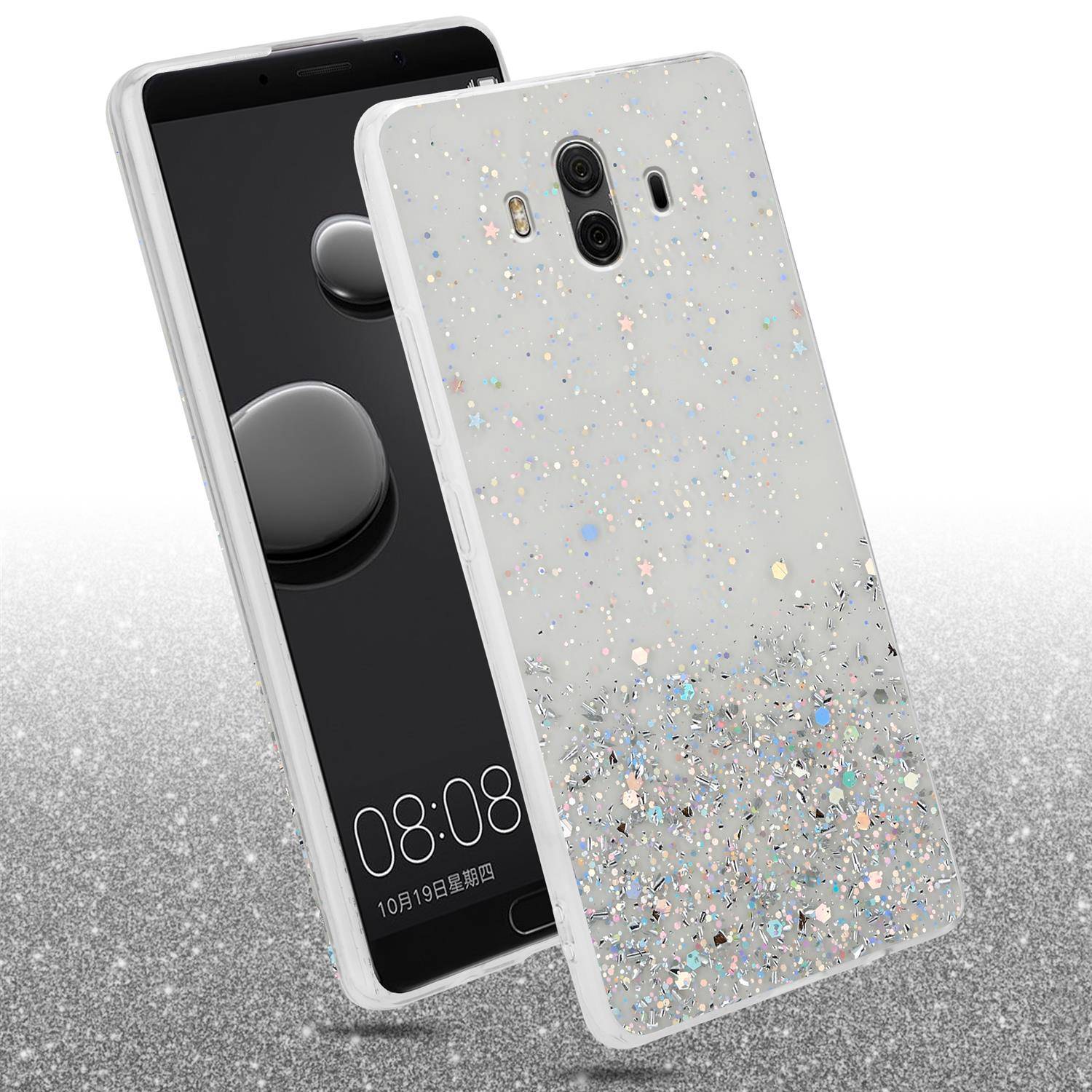 Cadorabo Hülle für Huawei MATE 10 / NOVA 2i Schutz Hülle in Transparent Handyhülle TPU Etui Glitter Cover Case Glitzer