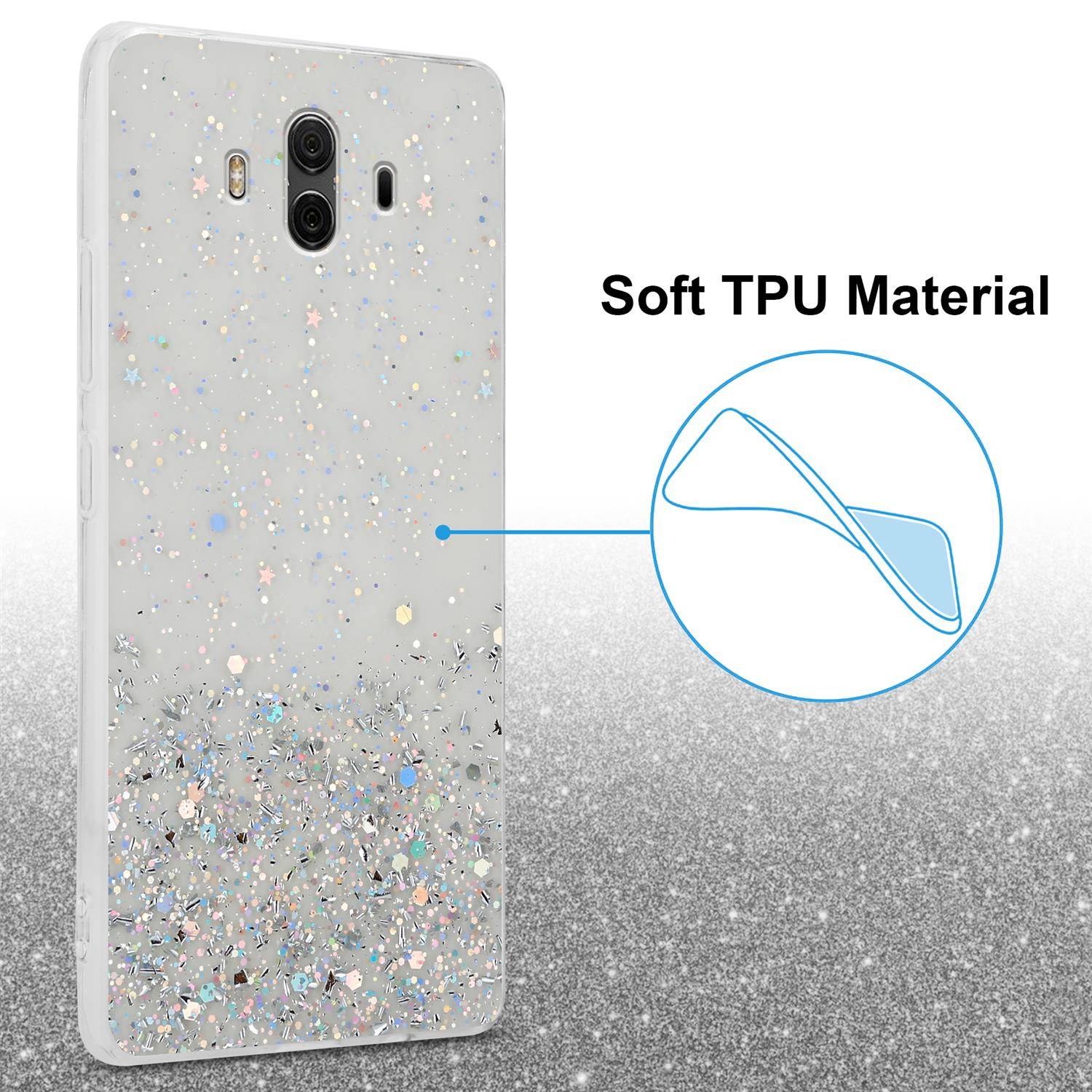 Cadorabo Hülle für Huawei MATE 10 / NOVA 2i Schutz Hülle in Transparent Handyhülle TPU Etui Glitter Cover Case Glitzer