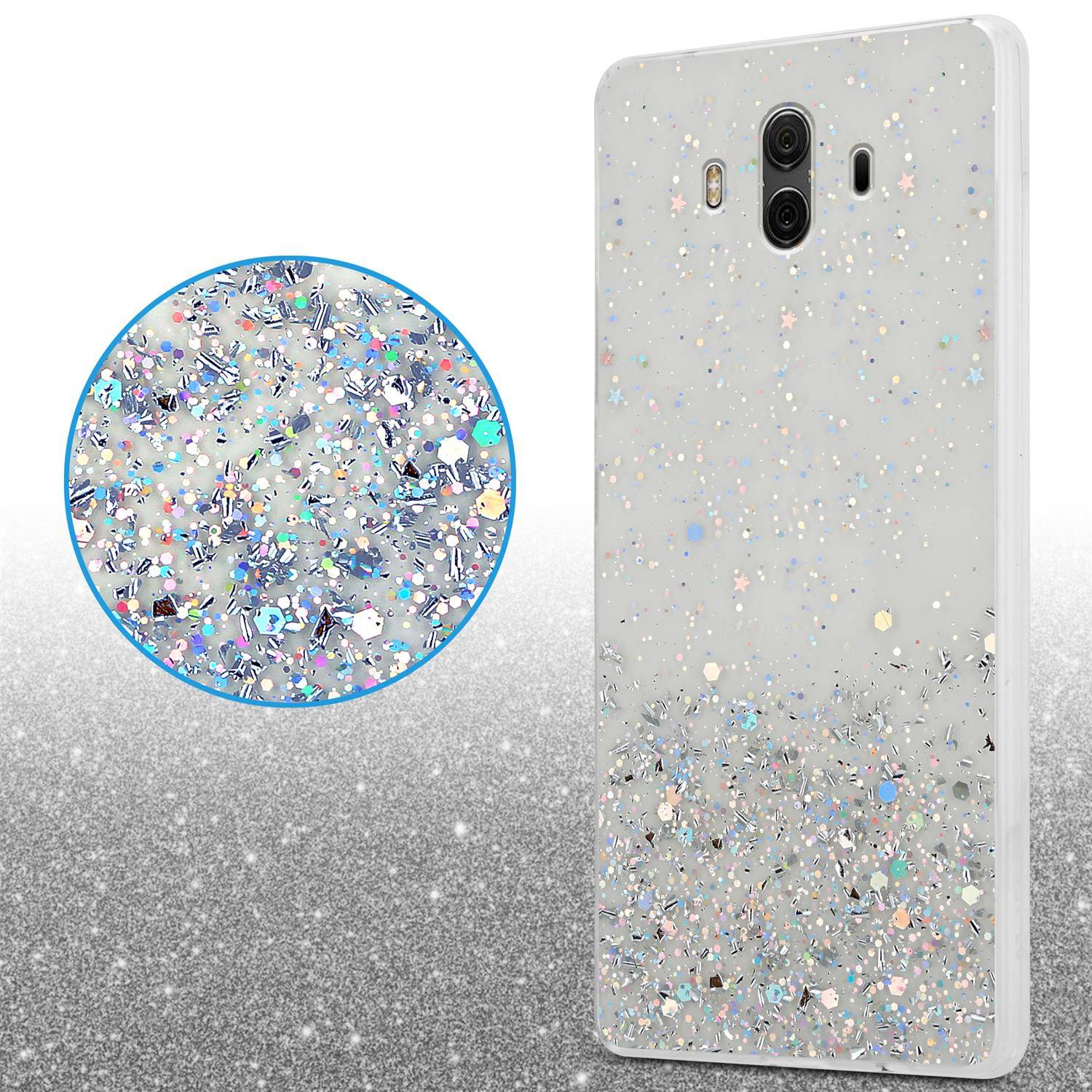 Cadorabo Hülle für Huawei MATE 10 / NOVA 2i Schutz Hülle in Transparent Handyhülle TPU Etui Glitter Cover Case Glitzer
