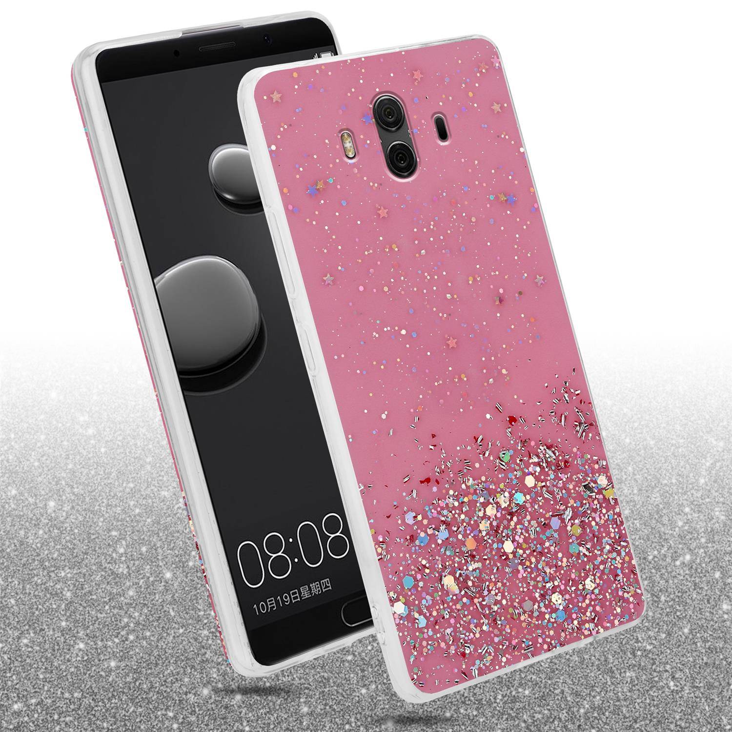 Cadorabo Hülle für Huawei MATE 10 / NOVA 2i Schutz Hülle in Rosa Handyhülle TPU Etui Glitter Cover Case Glitzer