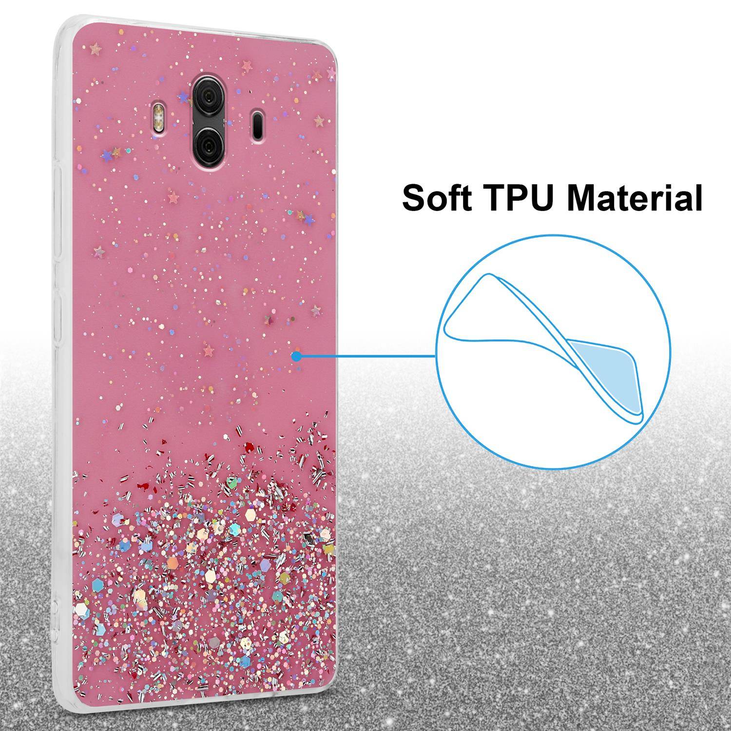 Cadorabo Hülle für Huawei MATE 10 / NOVA 2i Schutz Hülle in Rosa Handyhülle TPU Etui Glitter Cover Case Glitzer