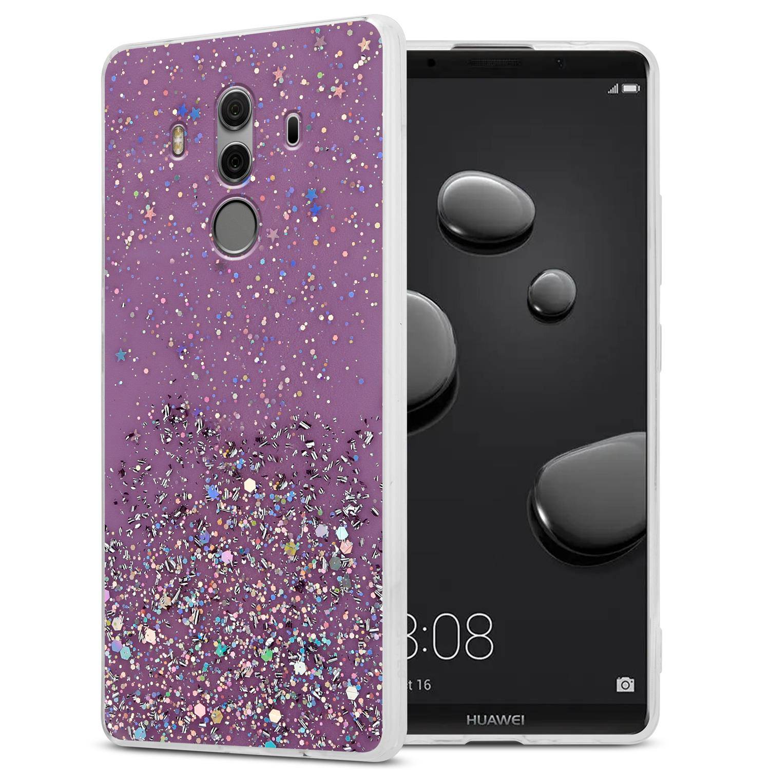 Cadorabo Hülle für Huawei MATE 10 PRO Schutz Hülle in Lila Handyhülle TPU Etui Glitter Cover Case Glitzer
