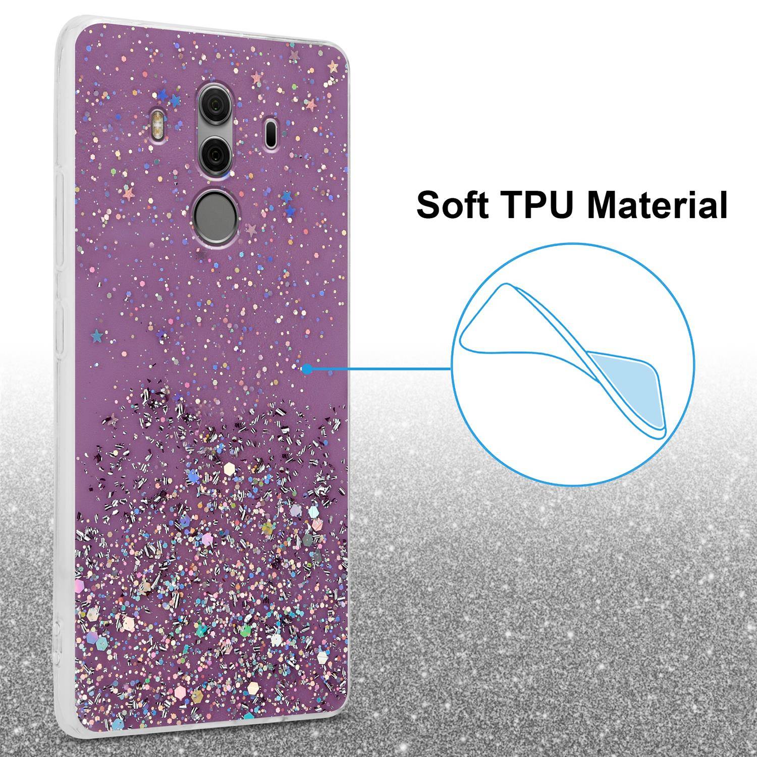 Cadorabo Hülle für Huawei MATE 10 PRO Schutz Hülle in Lila Handyhülle TPU Etui Glitter Cover Case Glitzer