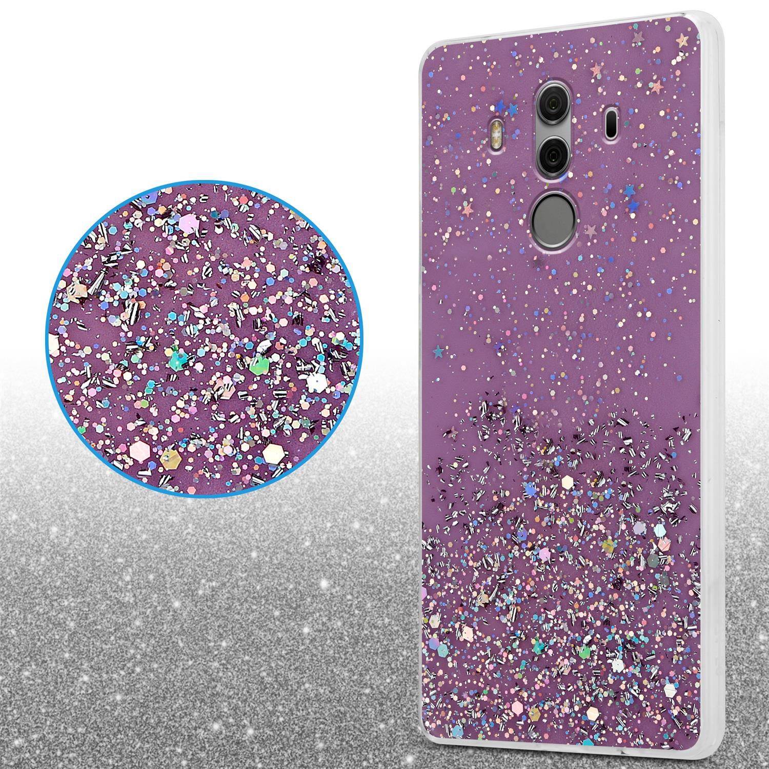 Cadorabo Hülle für Huawei MATE 10 PRO Schutz Hülle in Lila Handyhülle TPU Etui Glitter Cover Case Glitzer