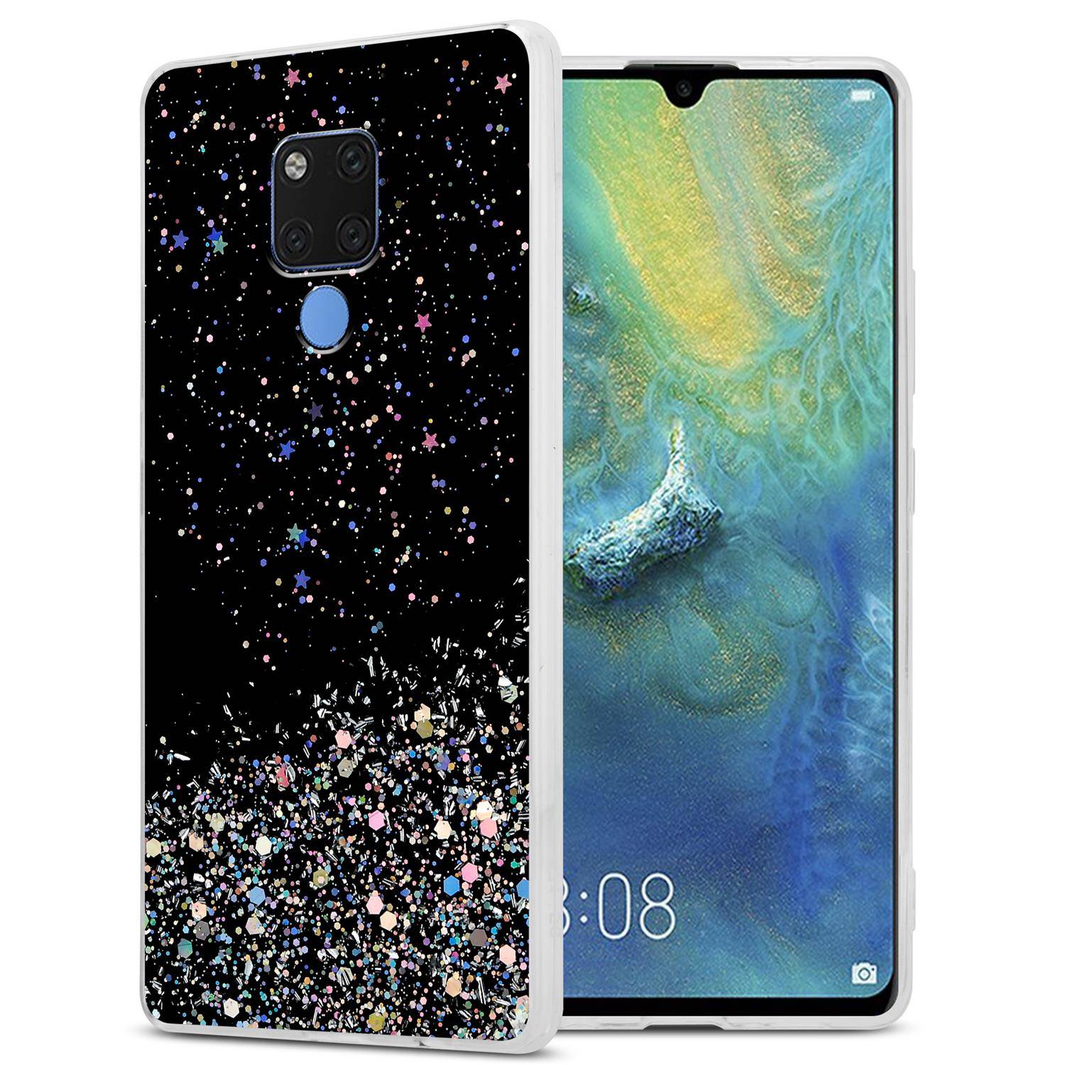 Cadorabo Hülle für Huawei MATE 20 Schutz Hülle in Schwarz Handyhülle TPU Etui Glitter Cover Case Glitzer
