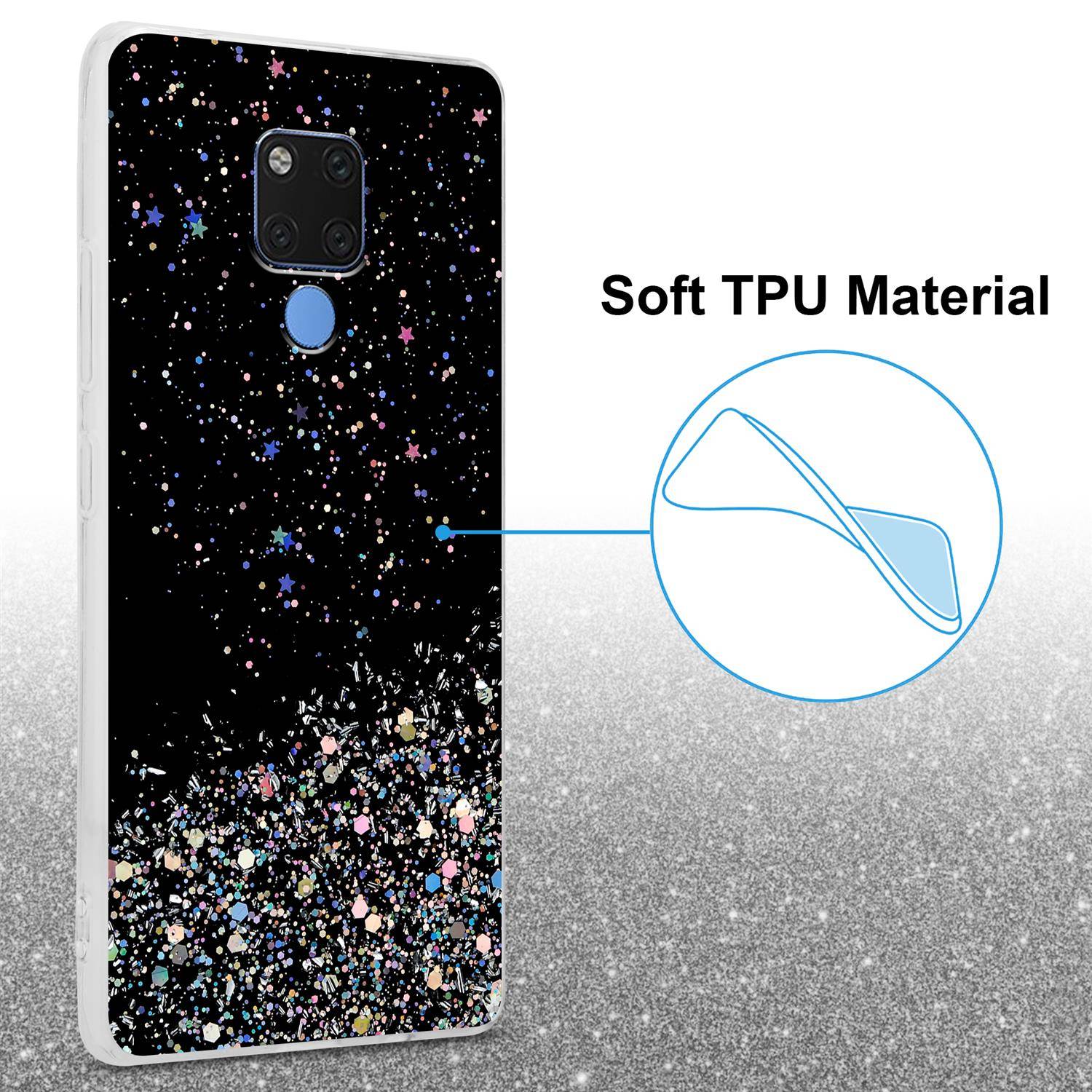 Cadorabo Hülle für Huawei MATE 20 Schutz Hülle in Schwarz Handyhülle TPU Etui Glitter Cover Case Glitzer