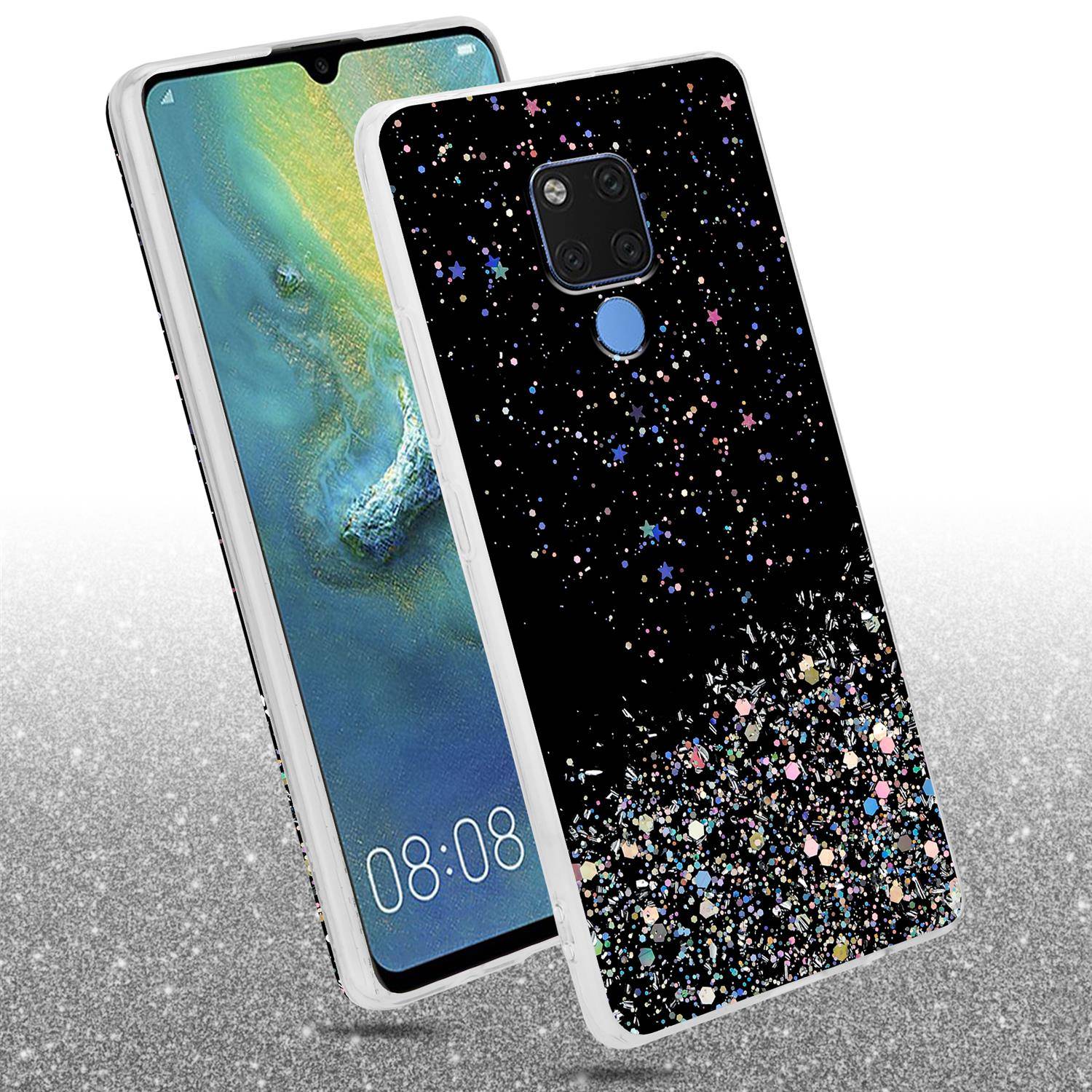 Cadorabo Hülle für Huawei MATE 20 Schutz Hülle in Schwarz Handyhülle TPU Etui Glitter Cover Case Glitzer