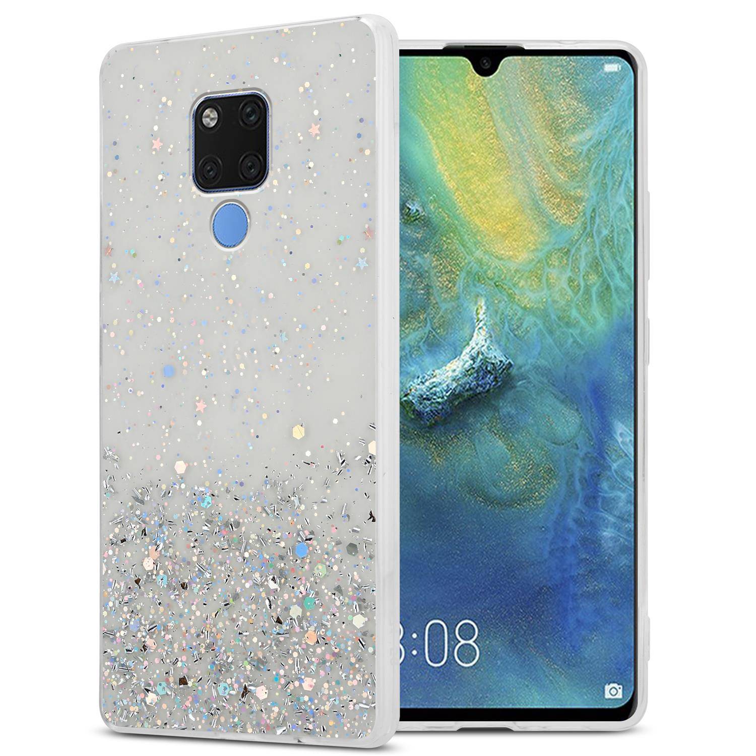 Cadorabo Hülle für Huawei MATE 20 Schutz Hülle in Transparent Handyhülle TPU Etui Glitter Cover Case Glitzer