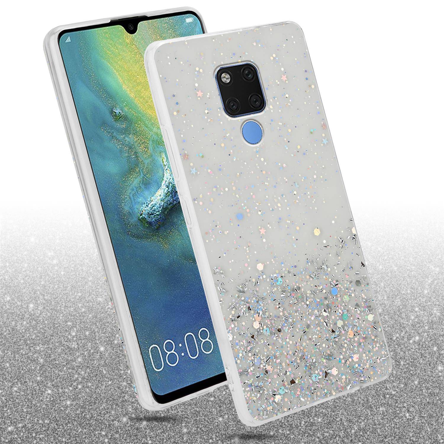 Cadorabo Hülle für Huawei MATE 20 Schutz Hülle in Transparent Handyhülle TPU Etui Glitter Cover Case Glitzer
