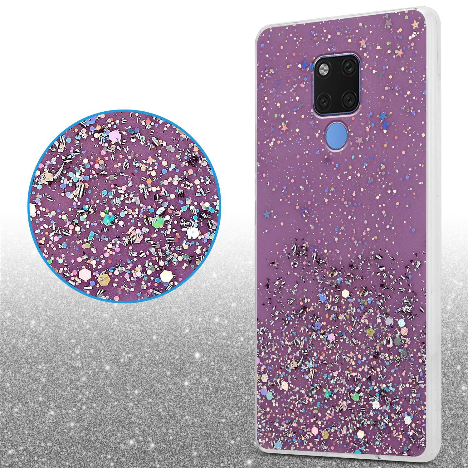 Cadorabo Hülle für Huawei MATE 20 Schutz Hülle in Lila Handyhülle TPU Etui Glitter Cover Case Glitzer