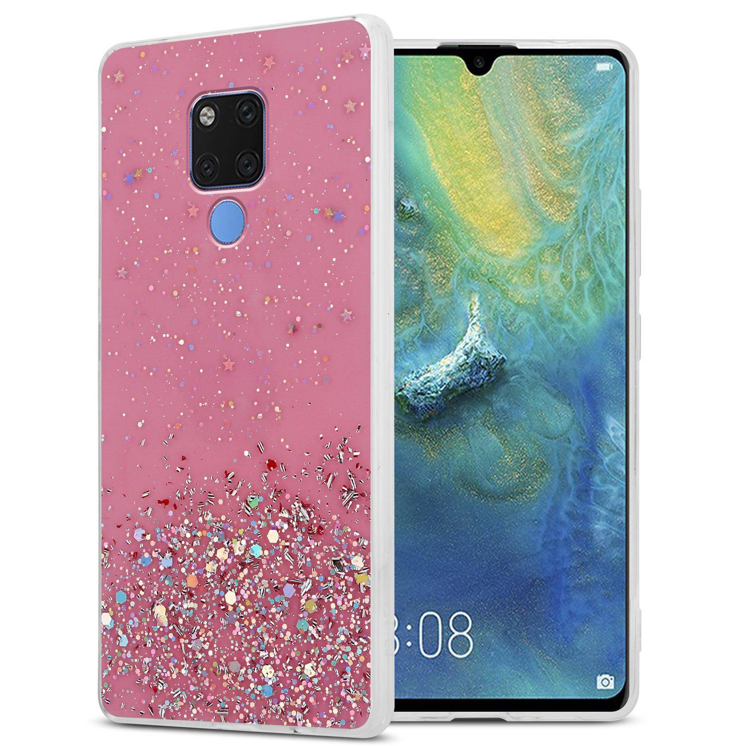 Cadorabo Hülle für Huawei MATE 20 Schutz Hülle in Rosa Handyhülle TPU Etui Glitter Cover Case Glitzer