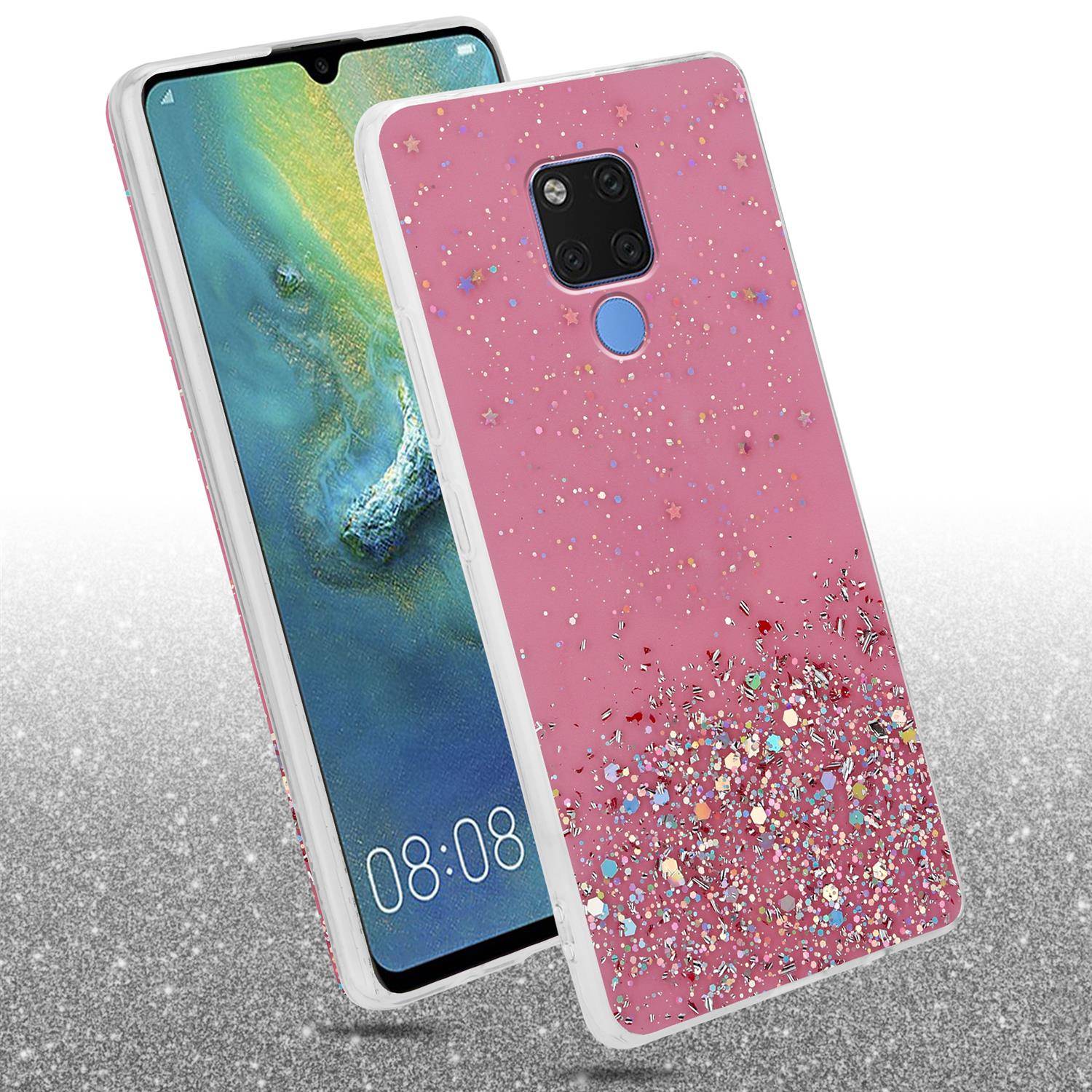 Cadorabo Hülle für Huawei MATE 20 Schutz Hülle in Rosa Handyhülle TPU Etui Glitter Cover Case Glitzer