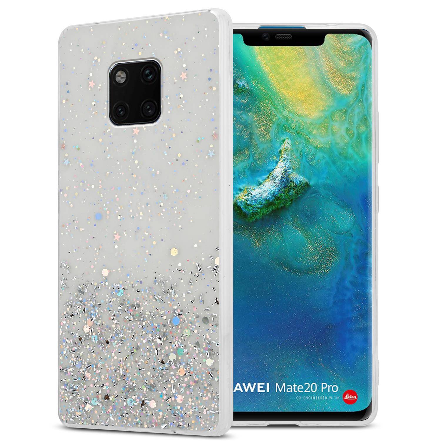 Cadorabo Hülle für Huawei MATE 20 PRO Schutz Hülle in Transparent Handyhülle TPU Etui Glitter Cover Case Glitzer