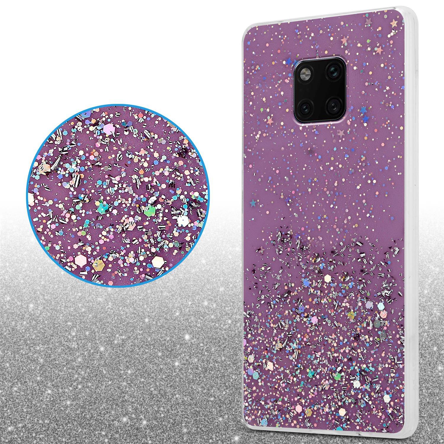 Cadorabo Hülle für Huawei MATE 20 PRO Schutz Hülle in Lila Handyhülle TPU Etui Glitter Cover Case Glitzer