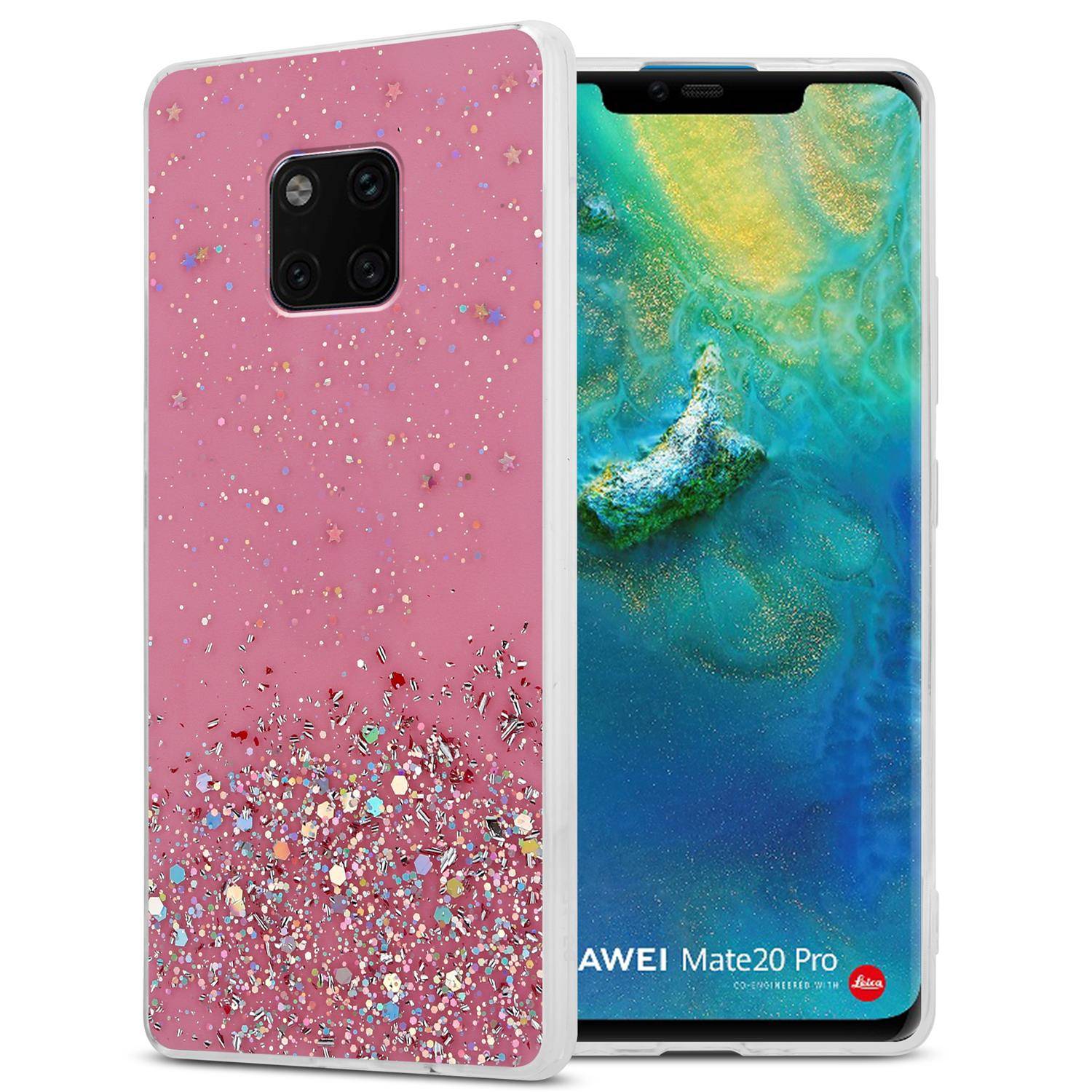 Cadorabo Hülle für Huawei MATE 20 PRO Schutz Hülle in Rosa Handyhülle TPU Etui Glitter Cover Case Glitzer