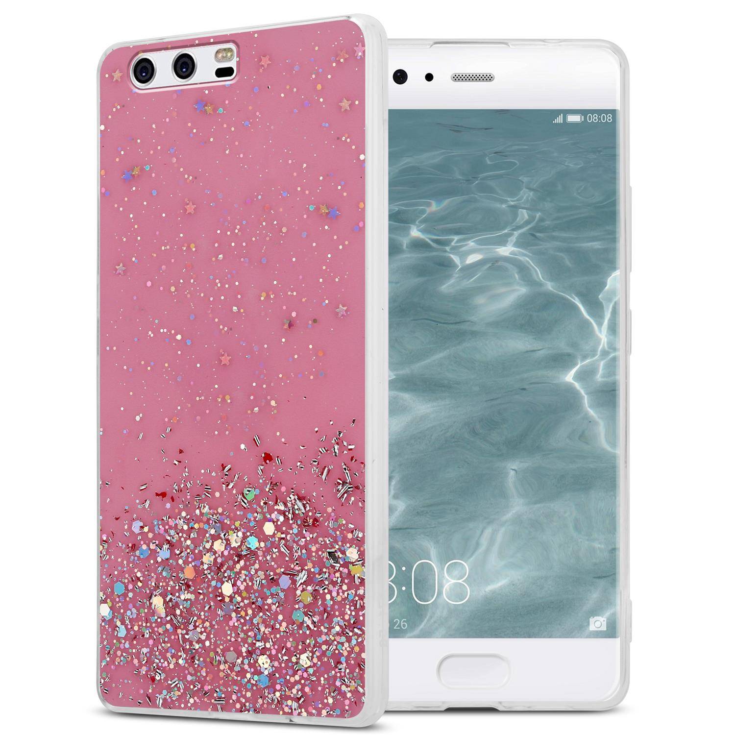 Cadorabo Hülle für Huawei P10 Schutz Hülle in Rosa Handyhülle TPU Etui Glitter Cover Case Glitzer