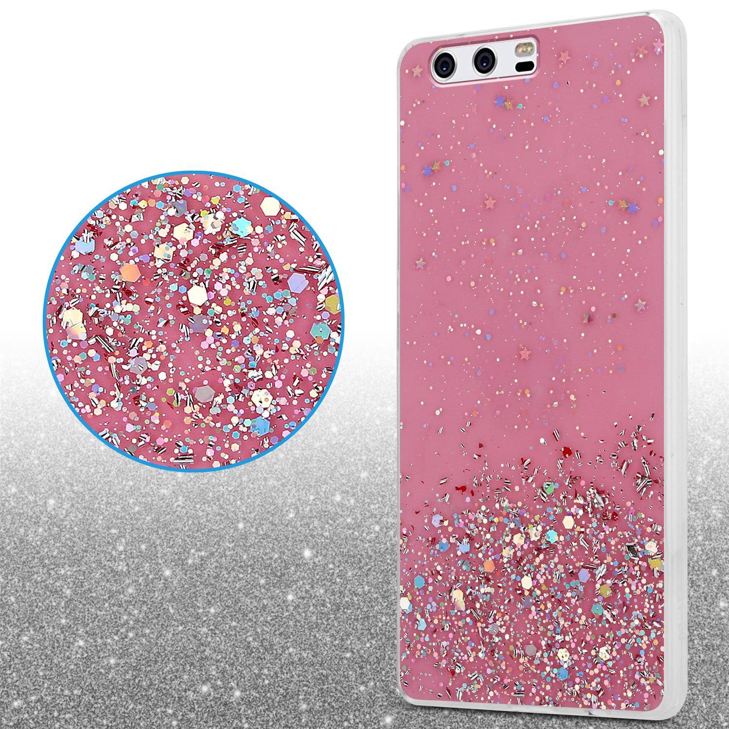 Cadorabo Hülle für Huawei P10 Schutz Hülle in Rosa Handyhülle TPU Etui Glitter Cover Case Glitzer