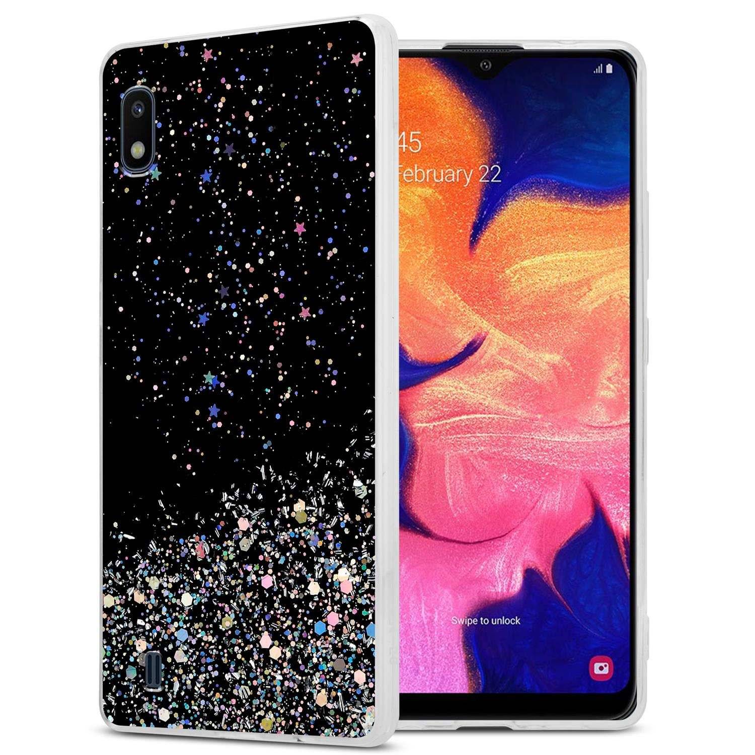 Cadorabo Hülle für Samsung Galaxy A10 / M10 Schutz Hülle in Schwarz Handyhülle TPU Etui Glitter Cover Case Glitzer
