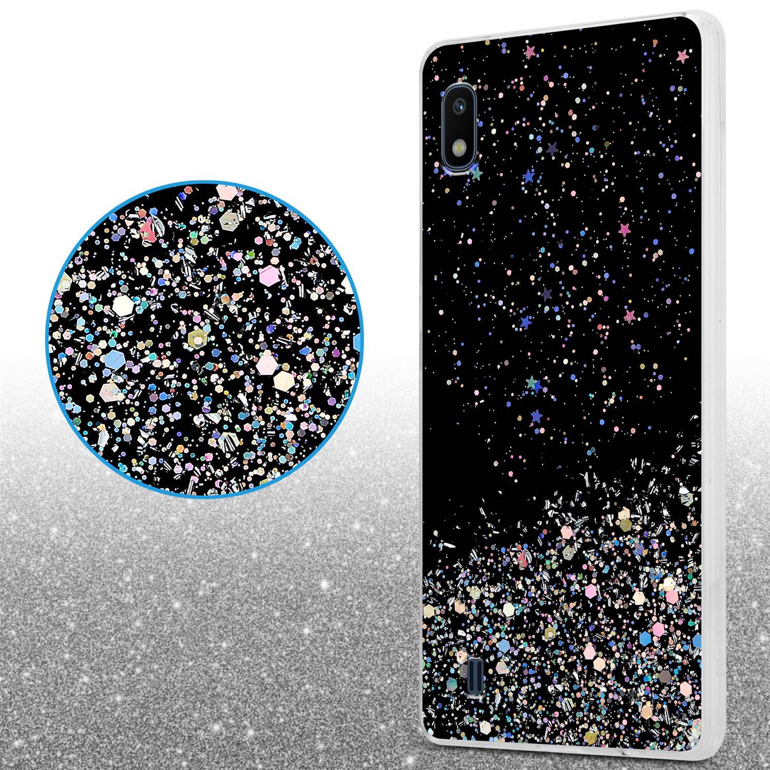 Cadorabo Hülle für Samsung Galaxy A10 / M10 Schutz Hülle in Schwarz Handyhülle TPU Etui Glitter Cover Case Glitzer