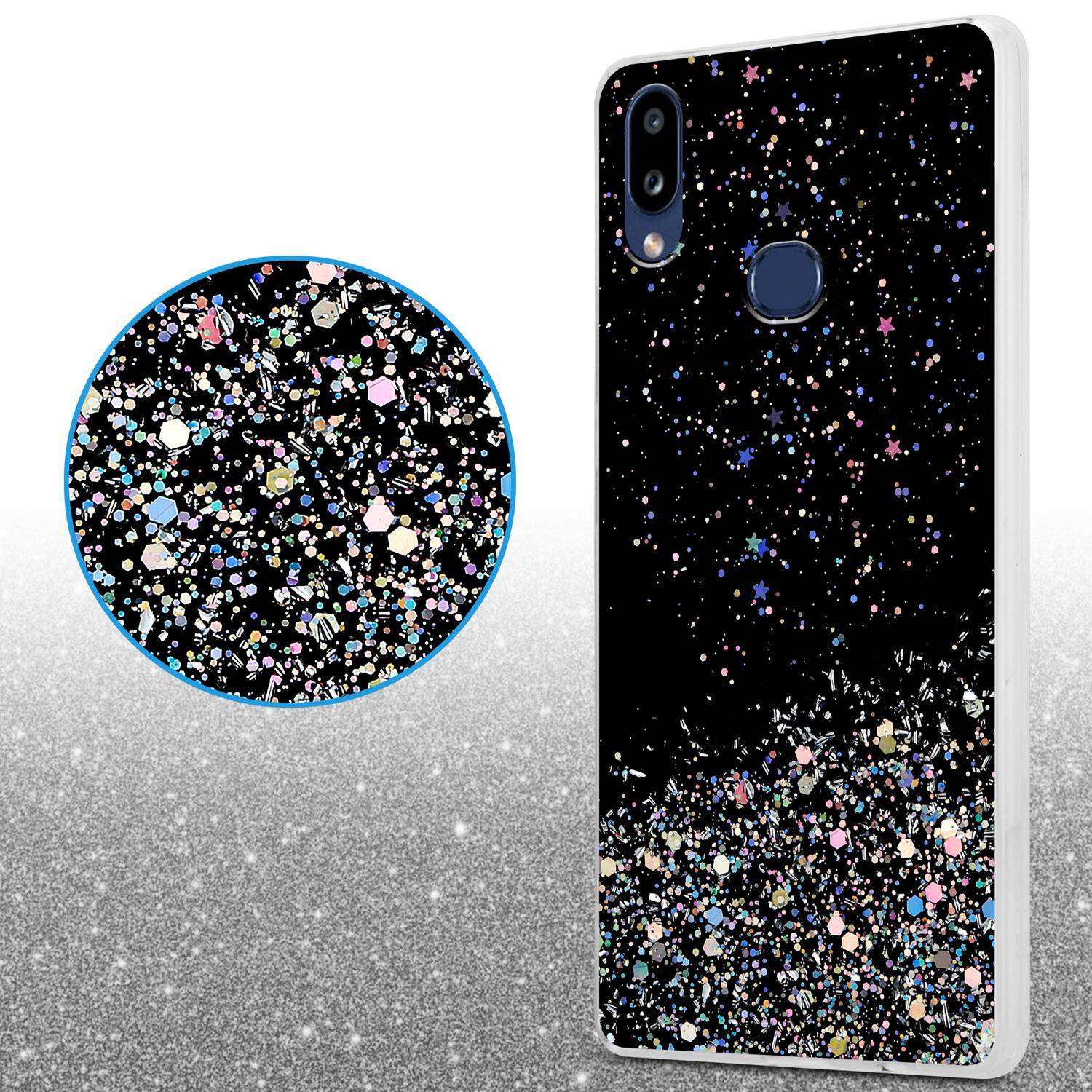 Cadorabo Hülle für Samsung Galaxy A10s / M01s Schutz Hülle in Schwarz Handyhülle TPU Etui Glitter Cover Case Glitzer