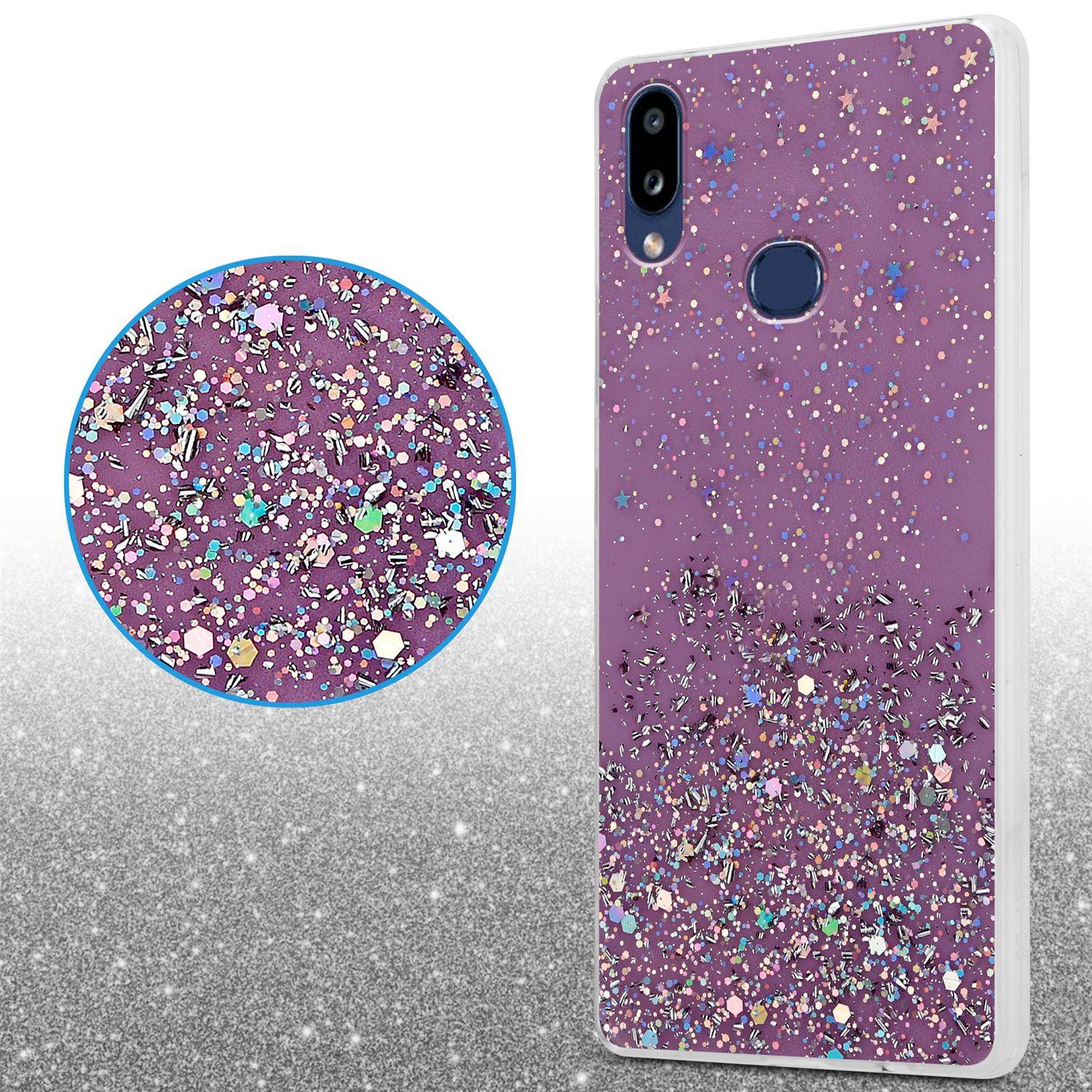 Cadorabo Hülle für Samsung Galaxy A10s / M01s Schutz Hülle in Lila Handyhülle TPU Etui Glitter Cover Case Glitzer