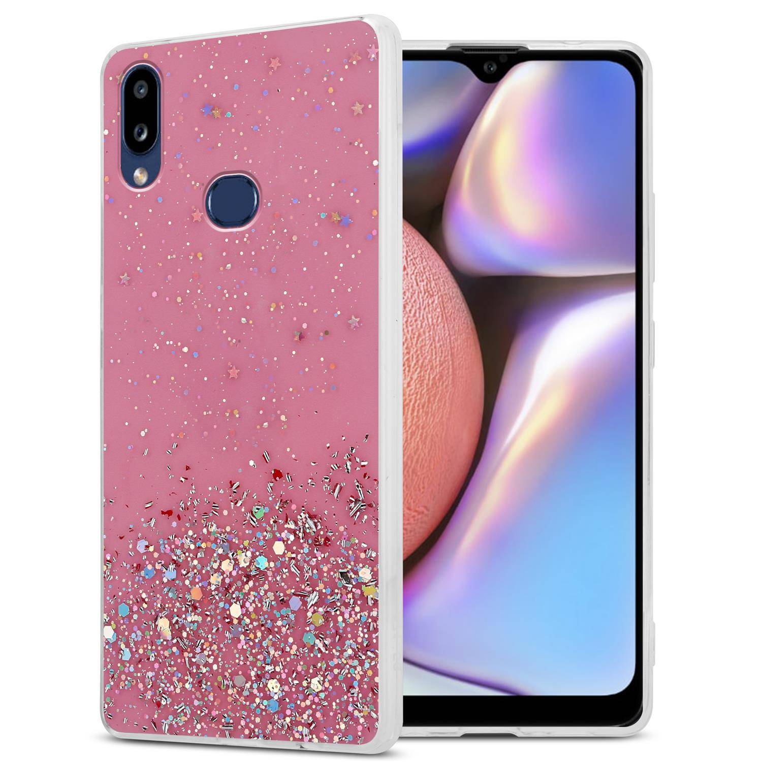 Cadorabo Hülle für Samsung Galaxy A10s / M01s Schutz Hülle in Rosa Handyhülle TPU Etui Glitter Cover Case Glitzer