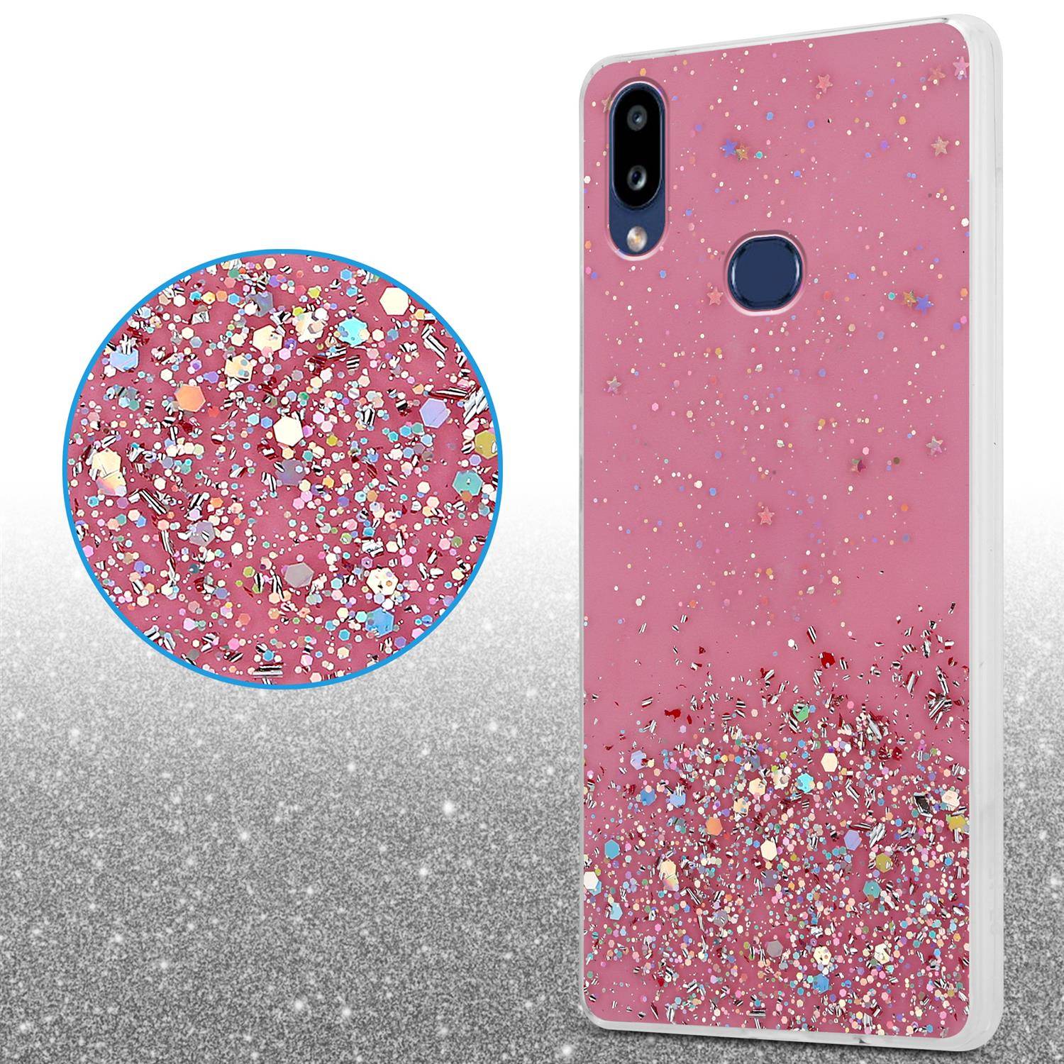 Cadorabo Hülle für Samsung Galaxy A10s / M01s Schutz Hülle in Rosa Handyhülle TPU Etui Glitter Cover Case Glitzer