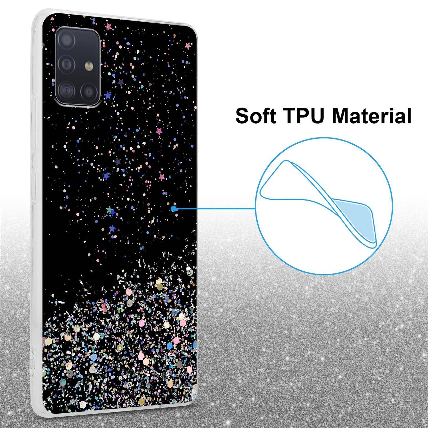 Cadorabo Hülle für Samsung Galaxy A51 4G / M40s Schutz Hülle in Schwarz Handyhülle TPU Etui Glitter Cover Case Glitzer