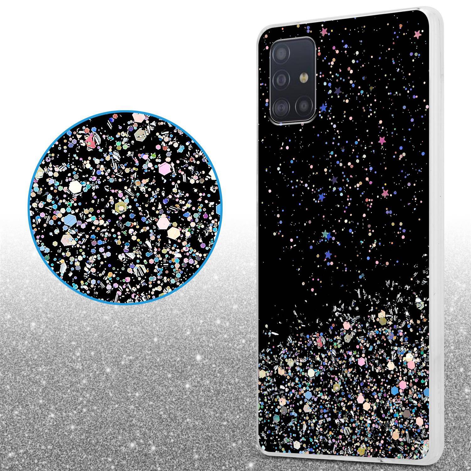 Cadorabo Hülle für Samsung Galaxy A51 4G / M40s Schutz Hülle in Schwarz Handyhülle TPU Etui Glitter Cover Case Glitzer