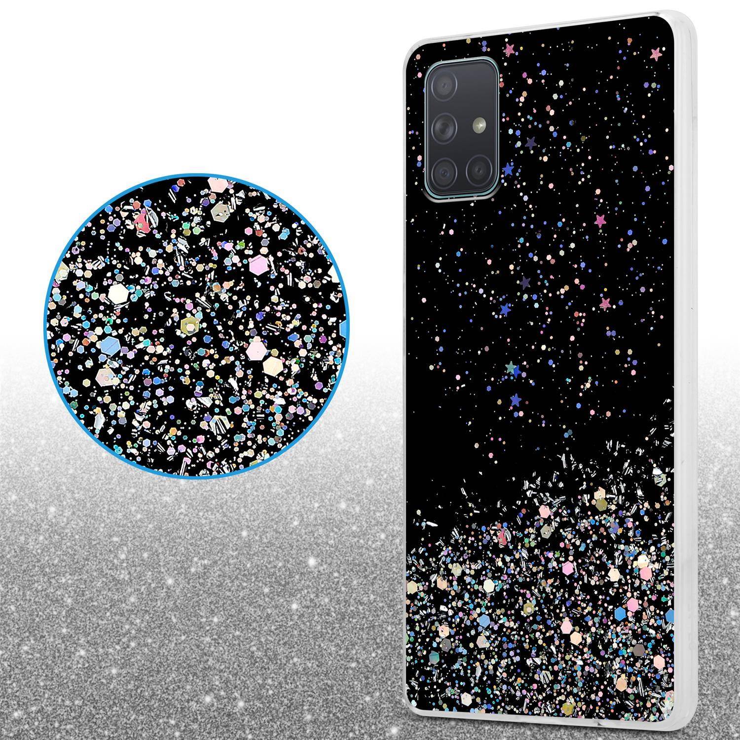 Cadorabo Hülle für Samsung Galaxy A71 4G Schutz Hülle in Schwarz Handyhülle TPU Etui Glitter Cover Case Glitzer