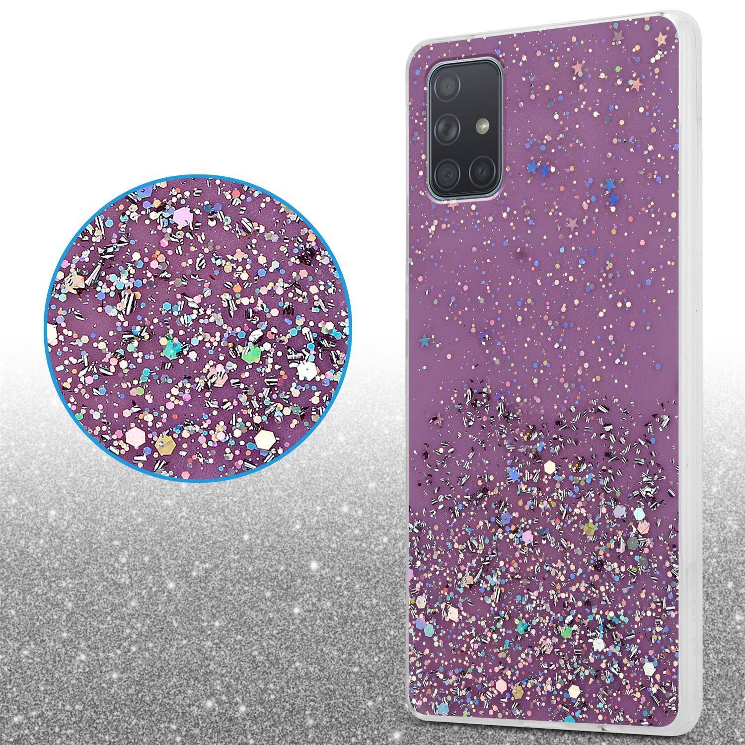Cadorabo Hülle für Samsung Galaxy A71 4G Schutz Hülle in Lila Handyhülle TPU Etui Glitter Cover Case Glitzer