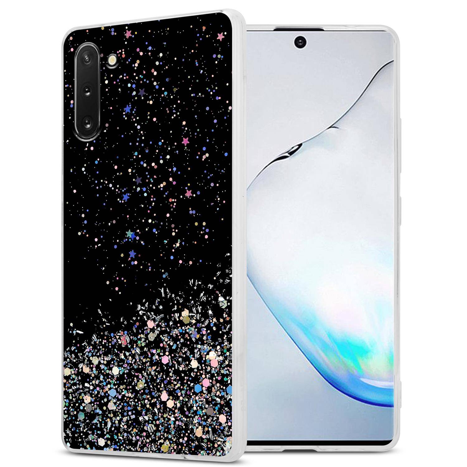 Cadorabo Hülle für Samsung Galaxy NOTE 10 Schutz Hülle in Schwarz Handyhülle TPU Etui Glitter Cover Case Glitzer