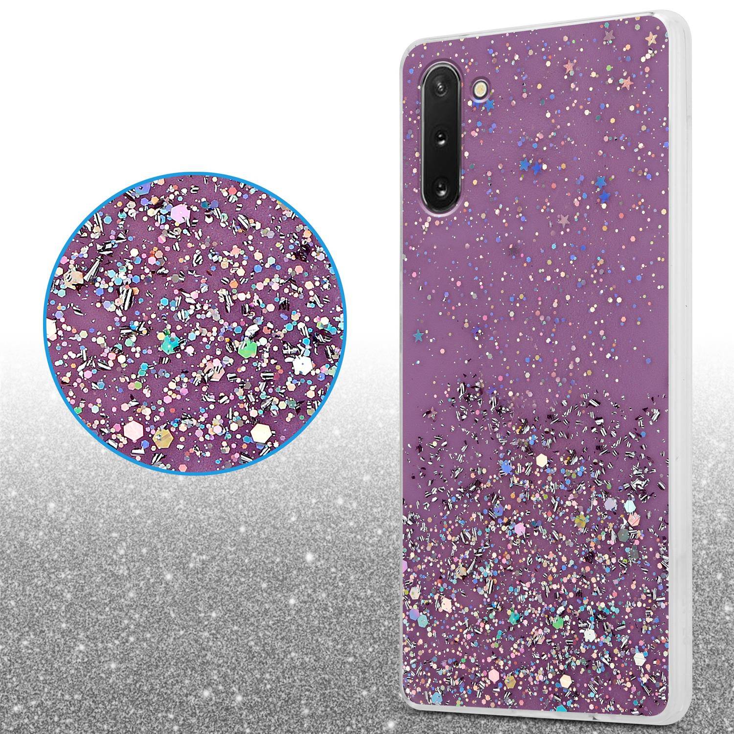 Cadorabo Hülle für Samsung Galaxy NOTE 10 Schutz Hülle in Lila Handyhülle TPU Etui Glitter Cover Case Glitzer