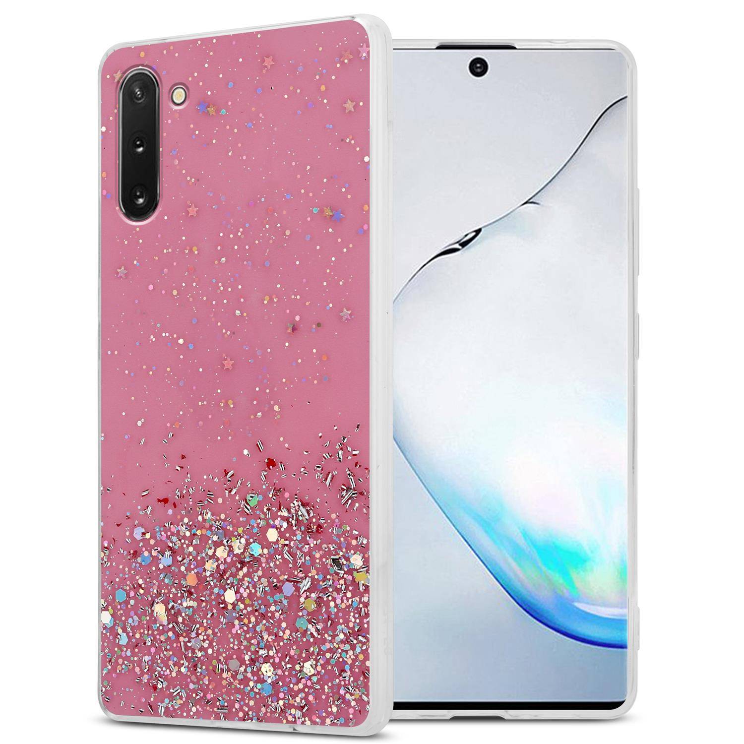 Cadorabo Hülle für Samsung Galaxy NOTE 10 Schutz Hülle in Rosa Handyhülle TPU Etui Glitter Cover Case Glitzer