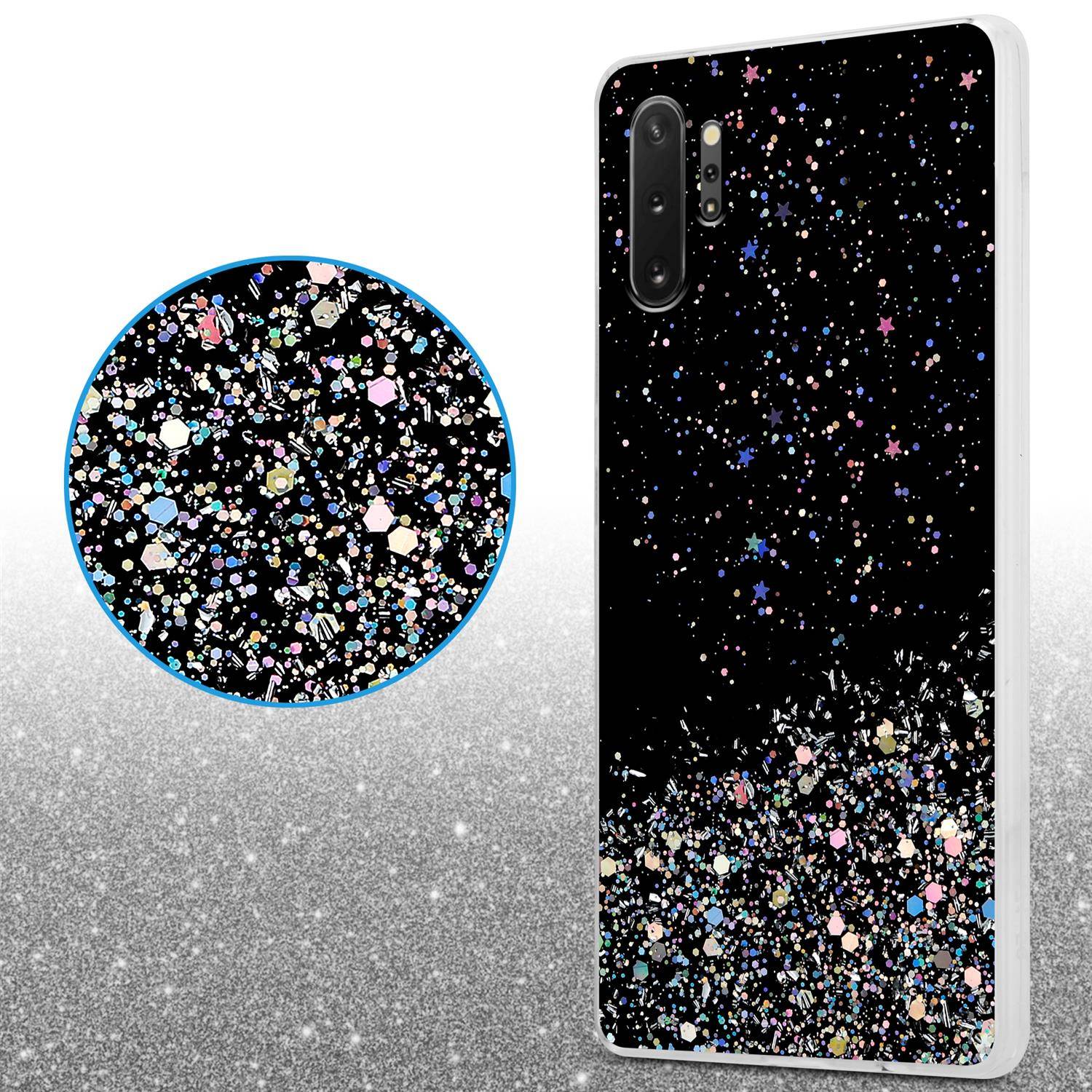 Cadorabo Hülle für Samsung Galaxy NOTE 10 PLUS Schutz Hülle in Schwarz Handyhülle TPU Etui Glitter Cover Case Glitzer